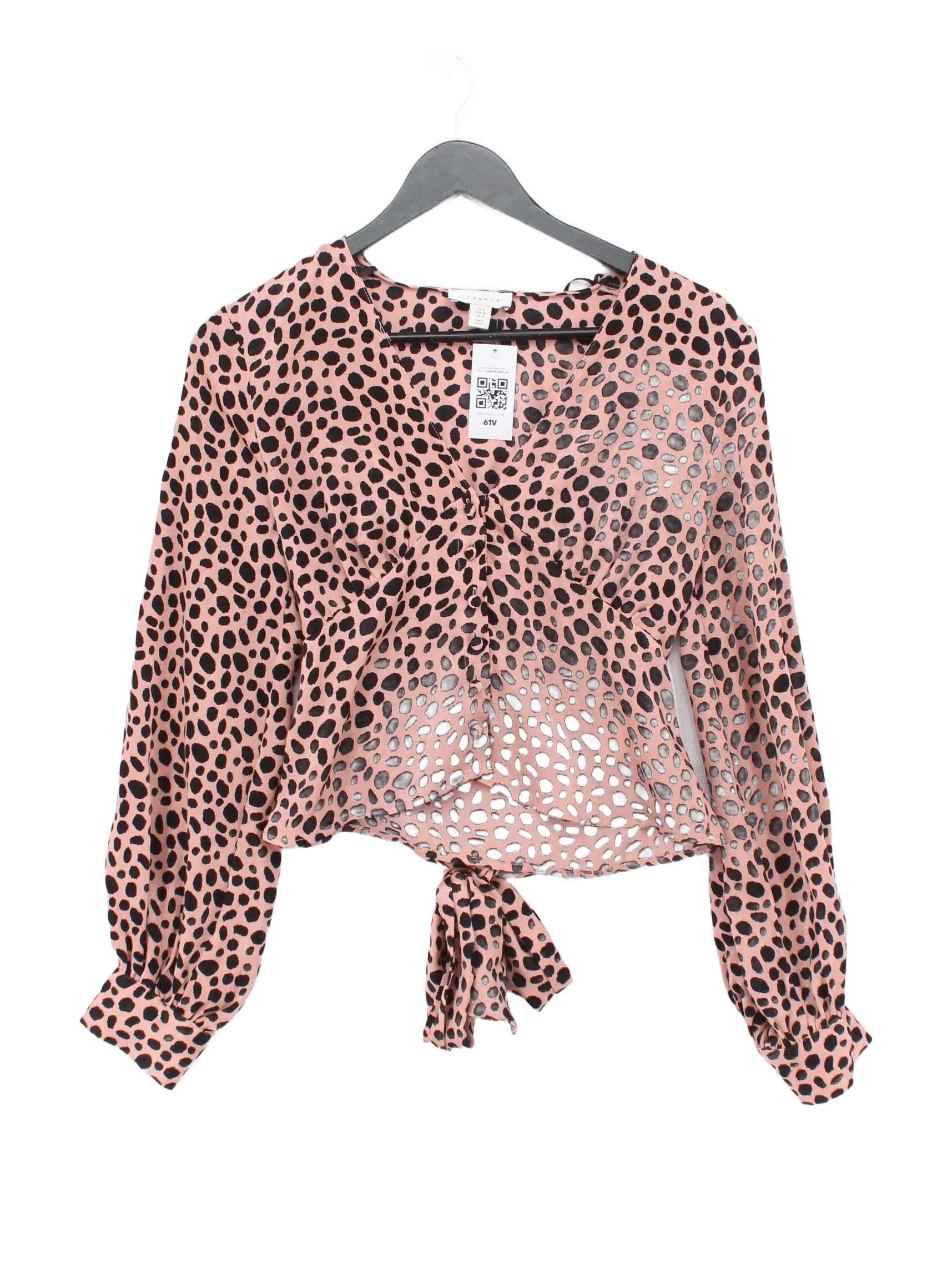 Topshop Women's Top UK 8 Pink 100% Polyester Cropped
