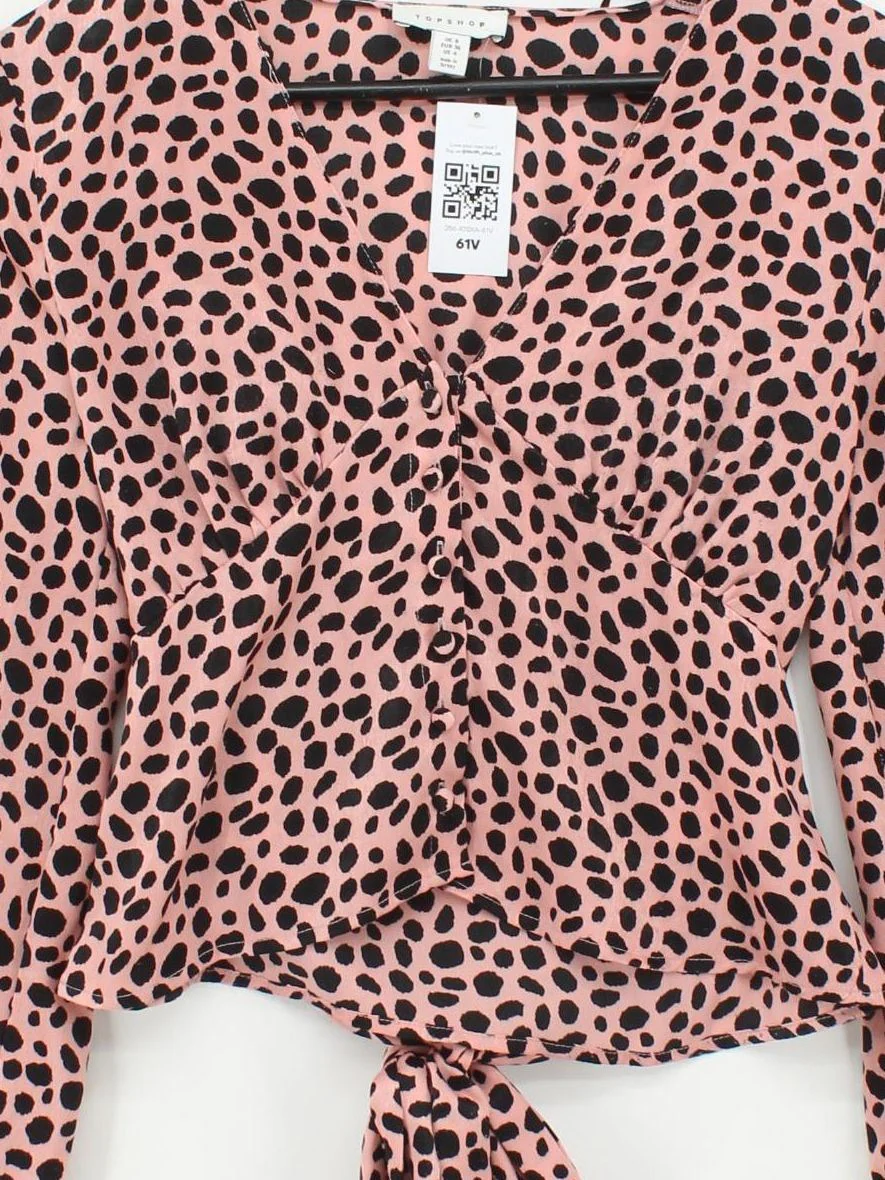 Topshop Women's Top UK 8 Pink 100% Polyester Cropped - Image 3