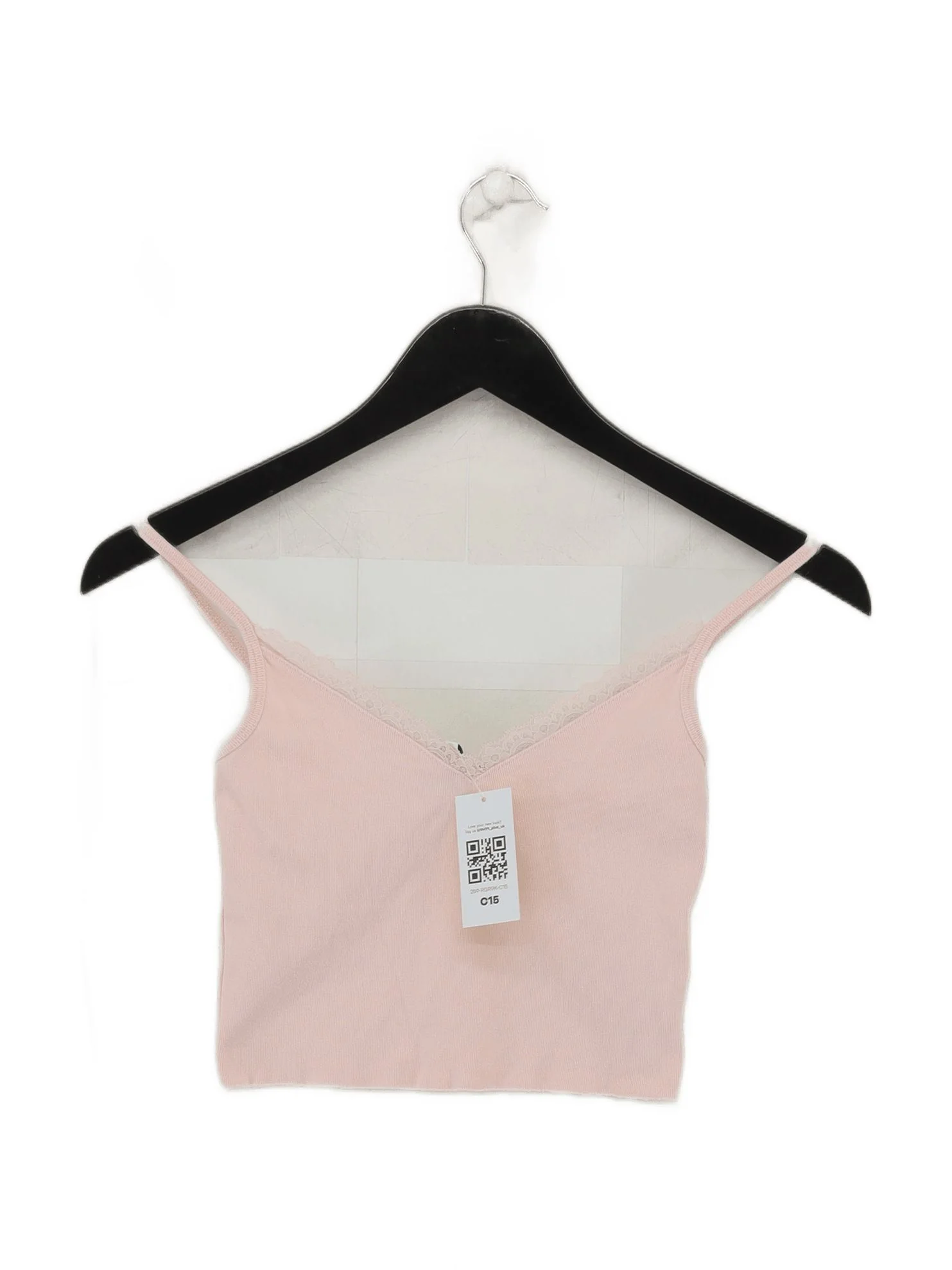 Topshop Women's Top UK 8 Pink Cotton with Polyamide, Elastane Basic