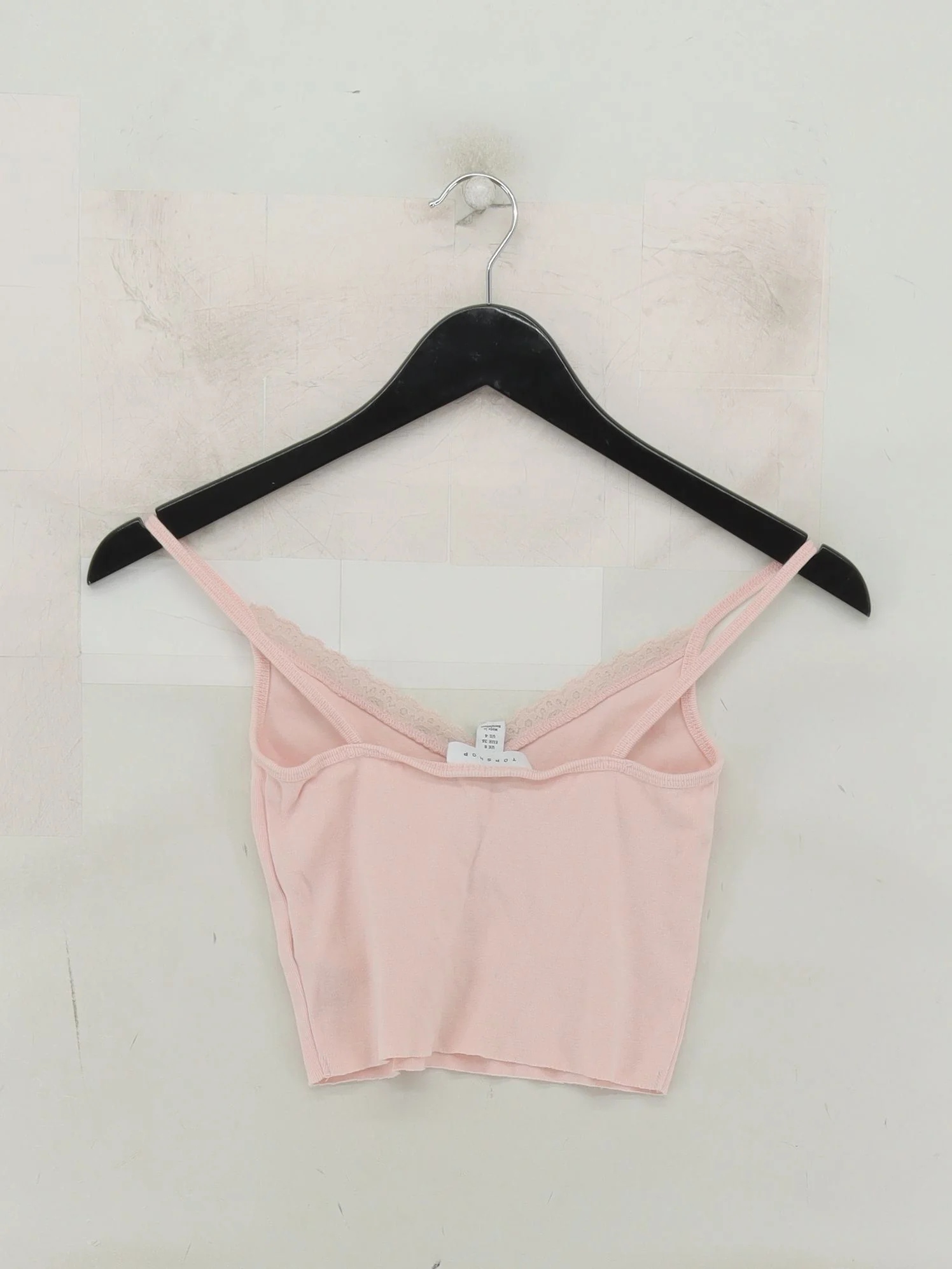 Topshop Women's Top UK 8 Pink Cotton with Polyamide, Elastane Basic - Image 2