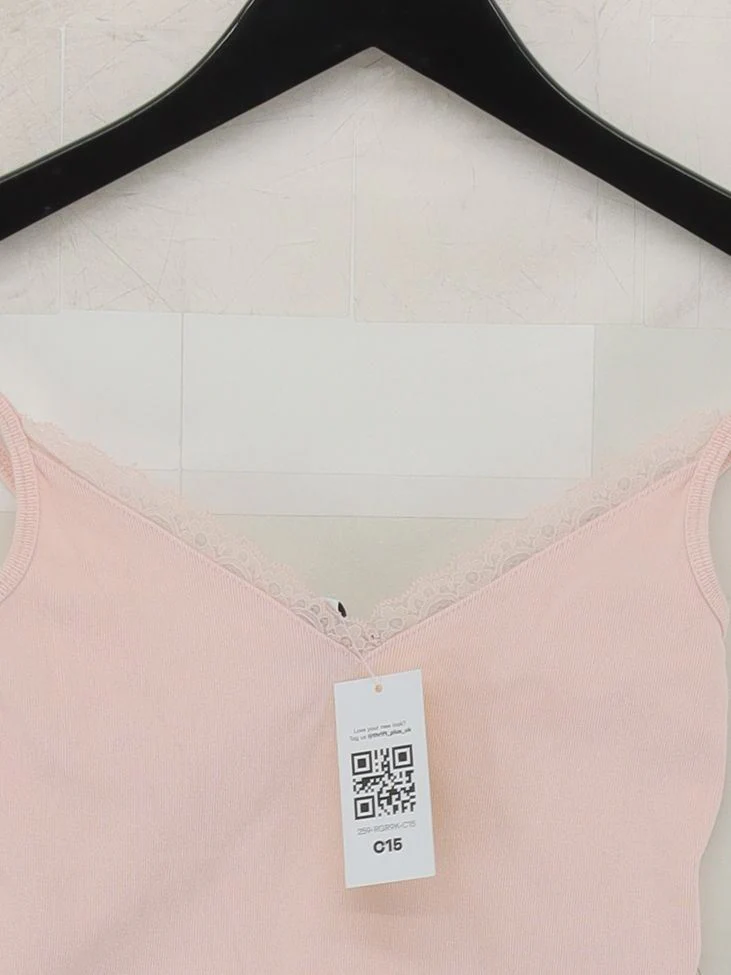 Topshop Women's Top UK 8 Pink Cotton with Polyamide, Elastane Basic - Image 3