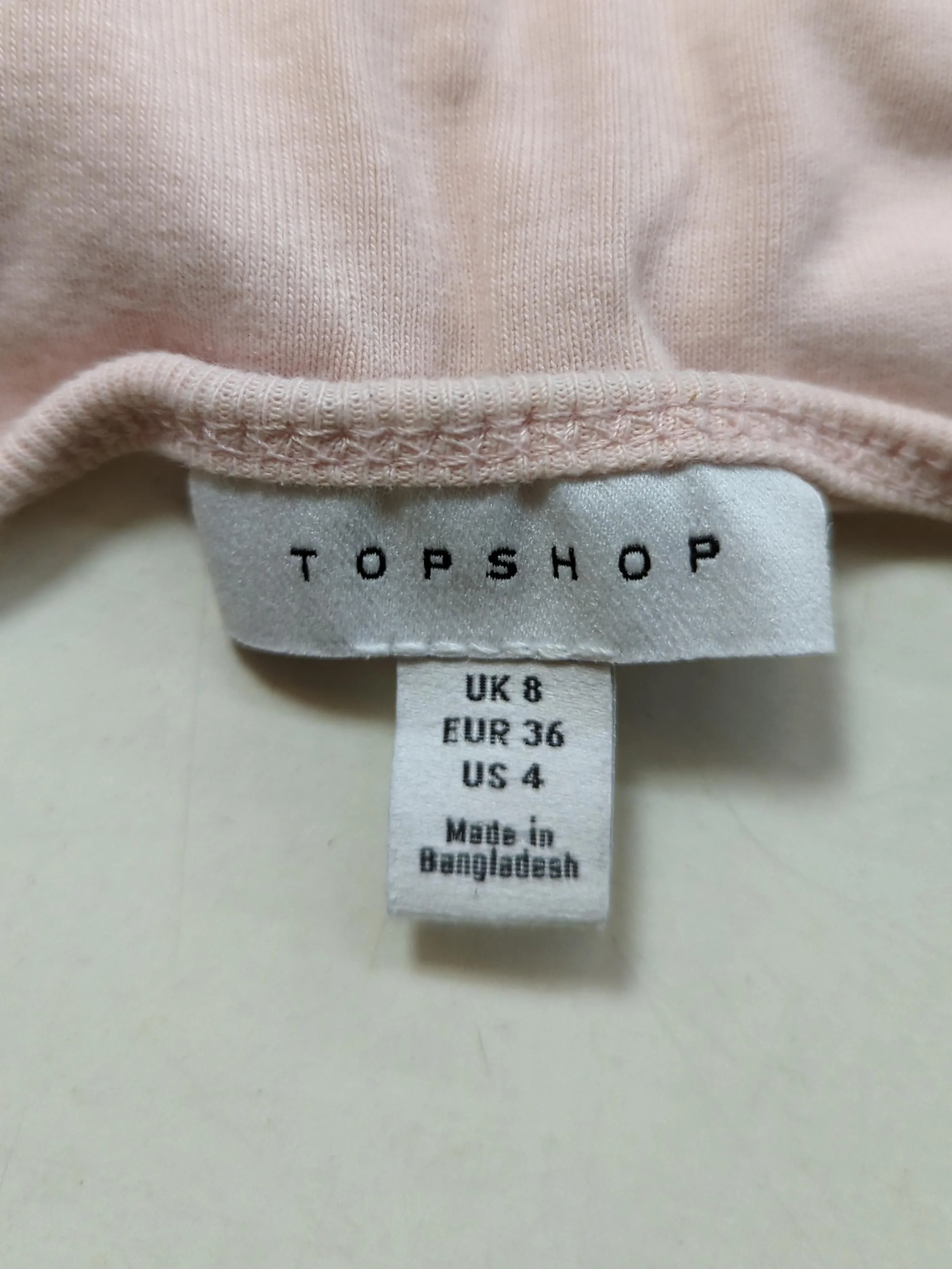 Topshop Women's Top UK 8 Pink Cotton with Polyamide, Elastane Basic - Image 5
