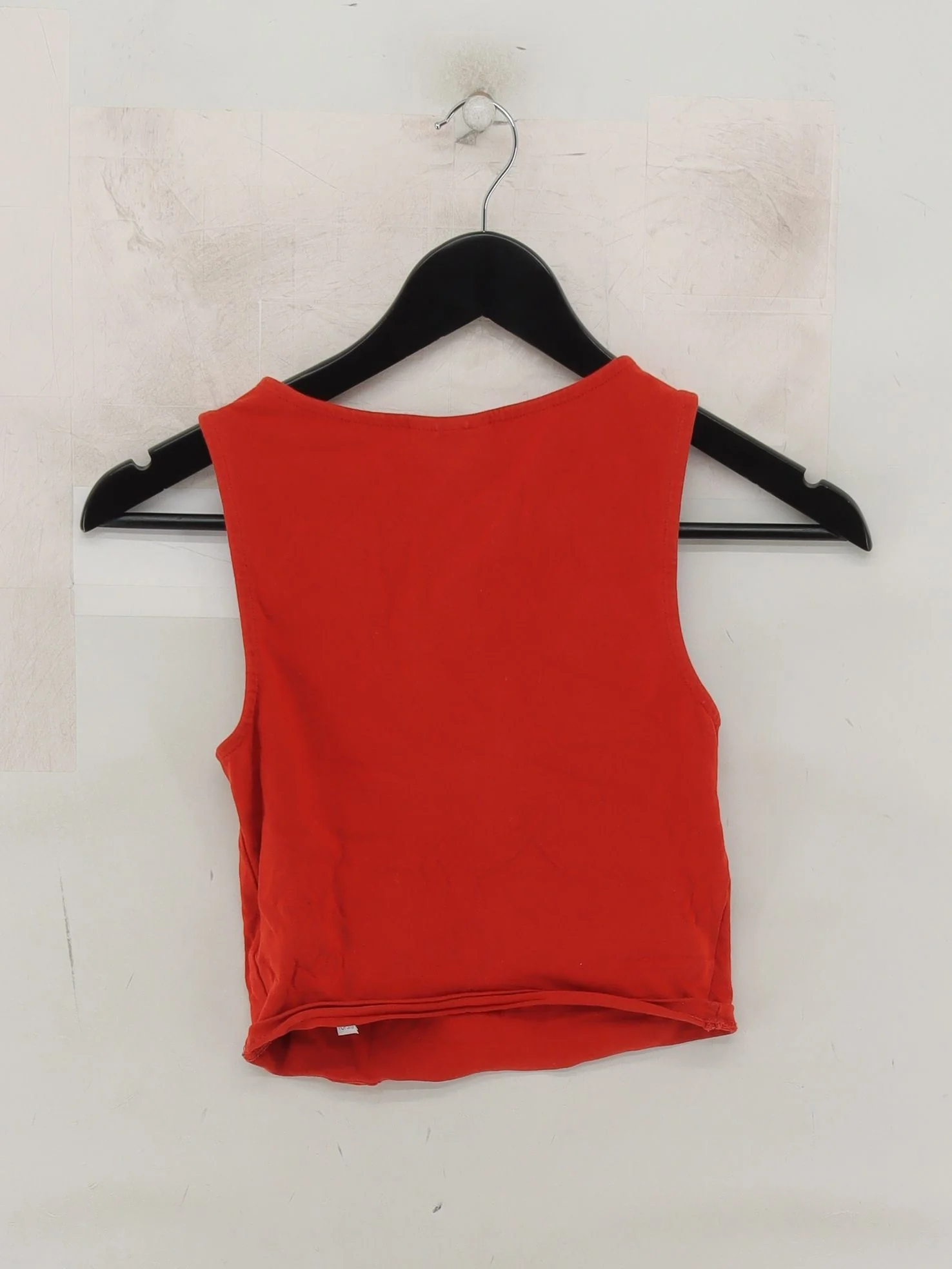 Topshop Women's Top UK 8 Red Cotton with Elastane Sleeveless V-Neck Cropped - Image 2