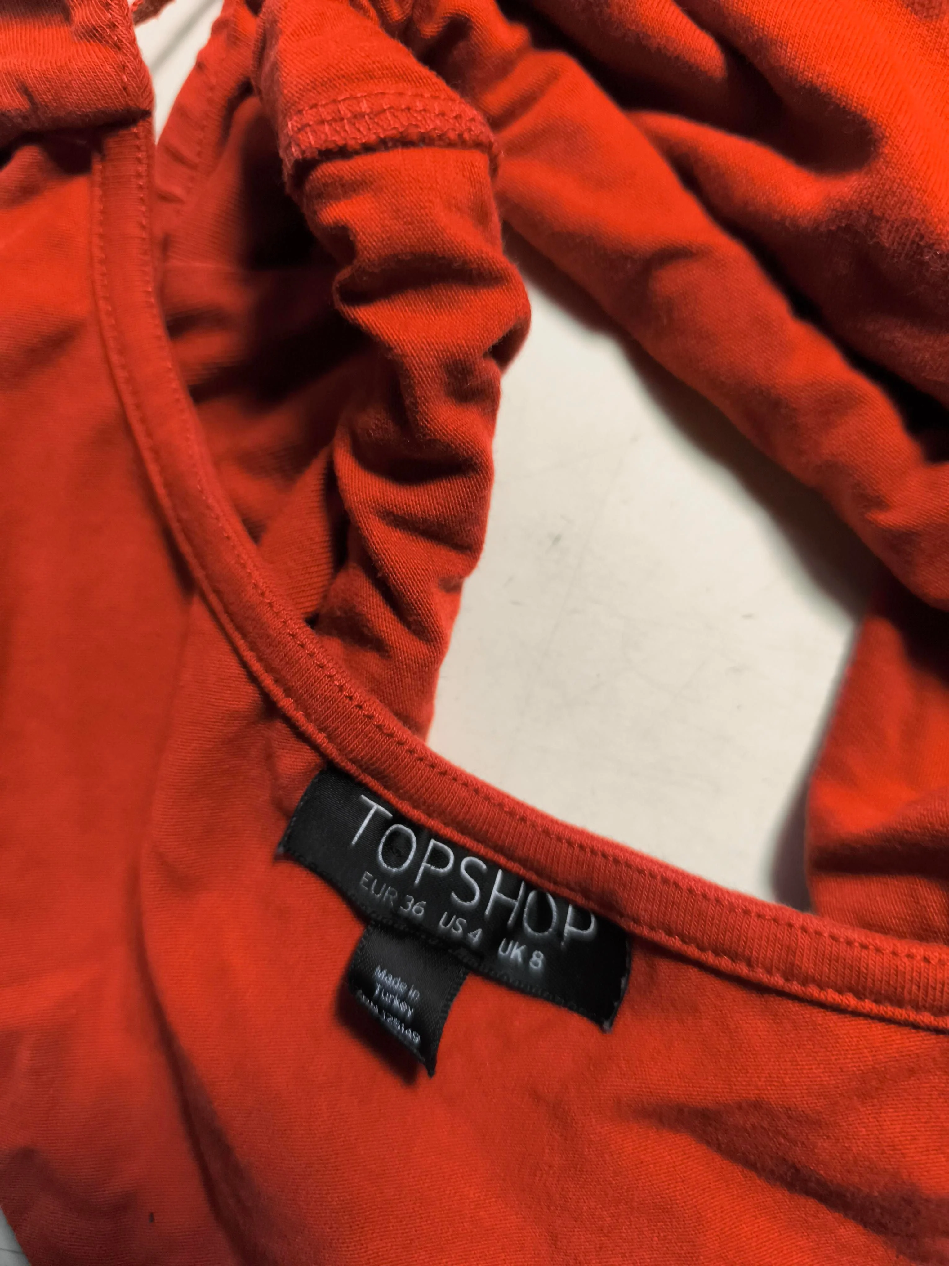 Topshop Women's Top UK 8 Red Cotton with Elastane Sleeveless V-Neck Cropped - Image 5