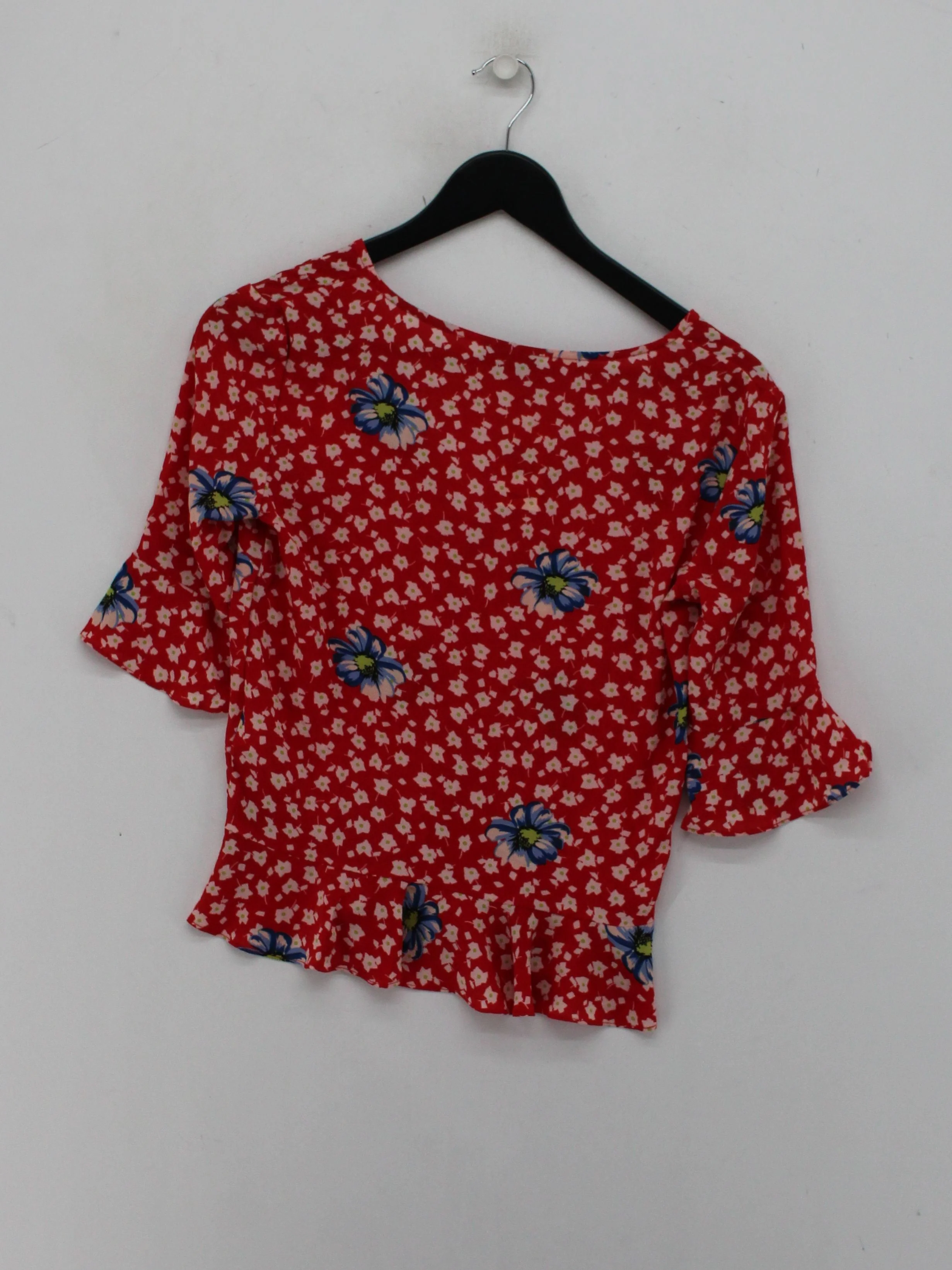 Topshop Women's Top UK 8 Red Polyester with Elastane Basic - Image 2