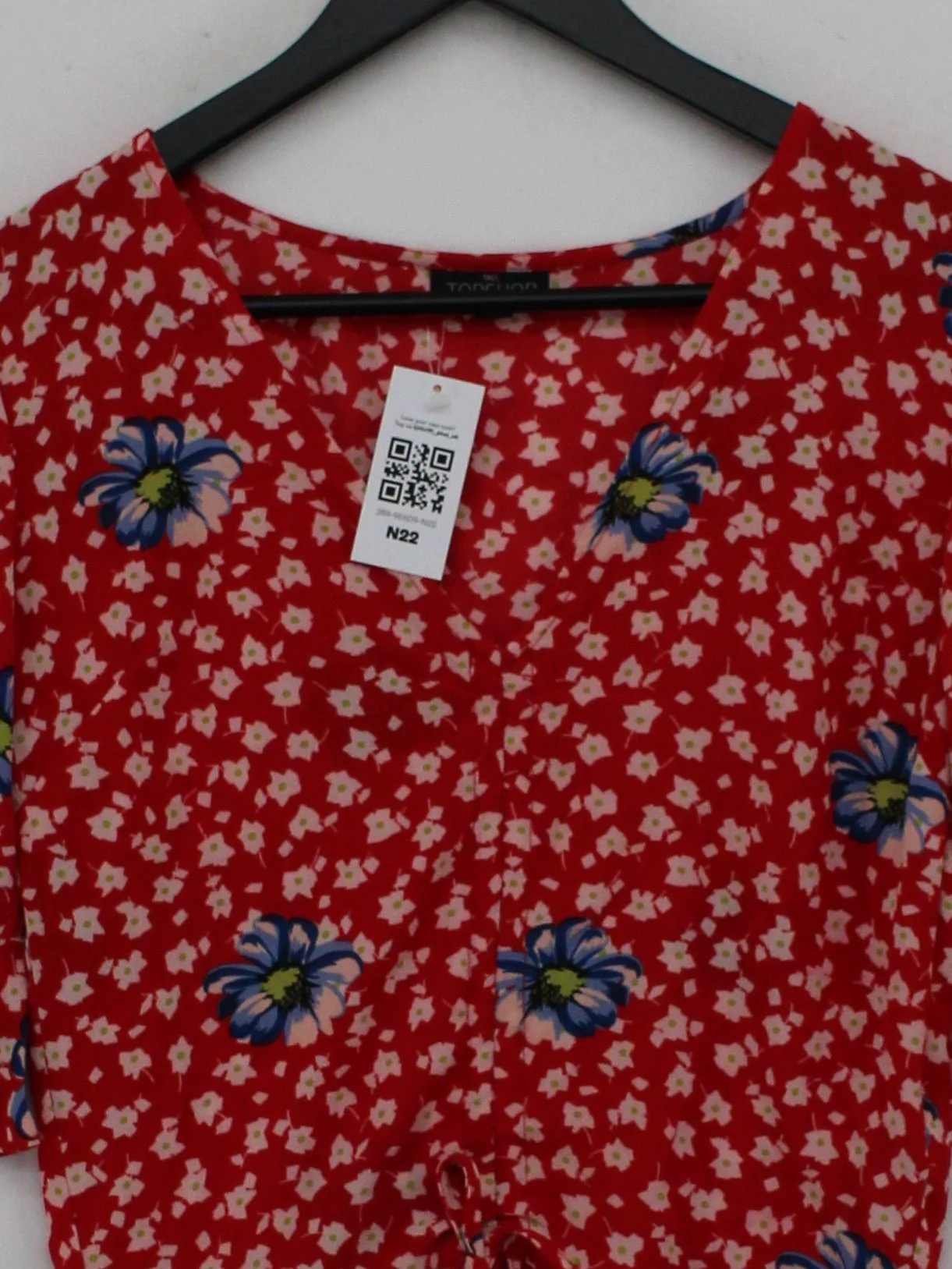 Topshop Women's Top UK 8 Red Polyester with Elastane Basic - Image 3