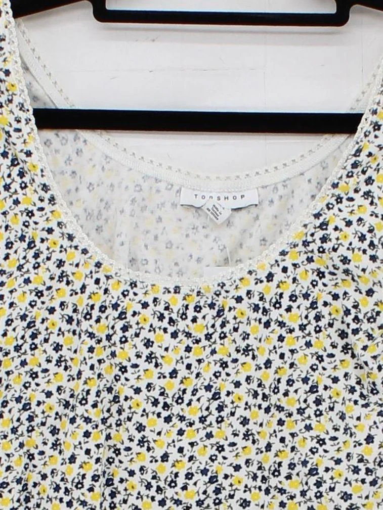 Topshop Women's Top UK 8 White Cotton with Polyamide, Elastane Cropped - Image 3