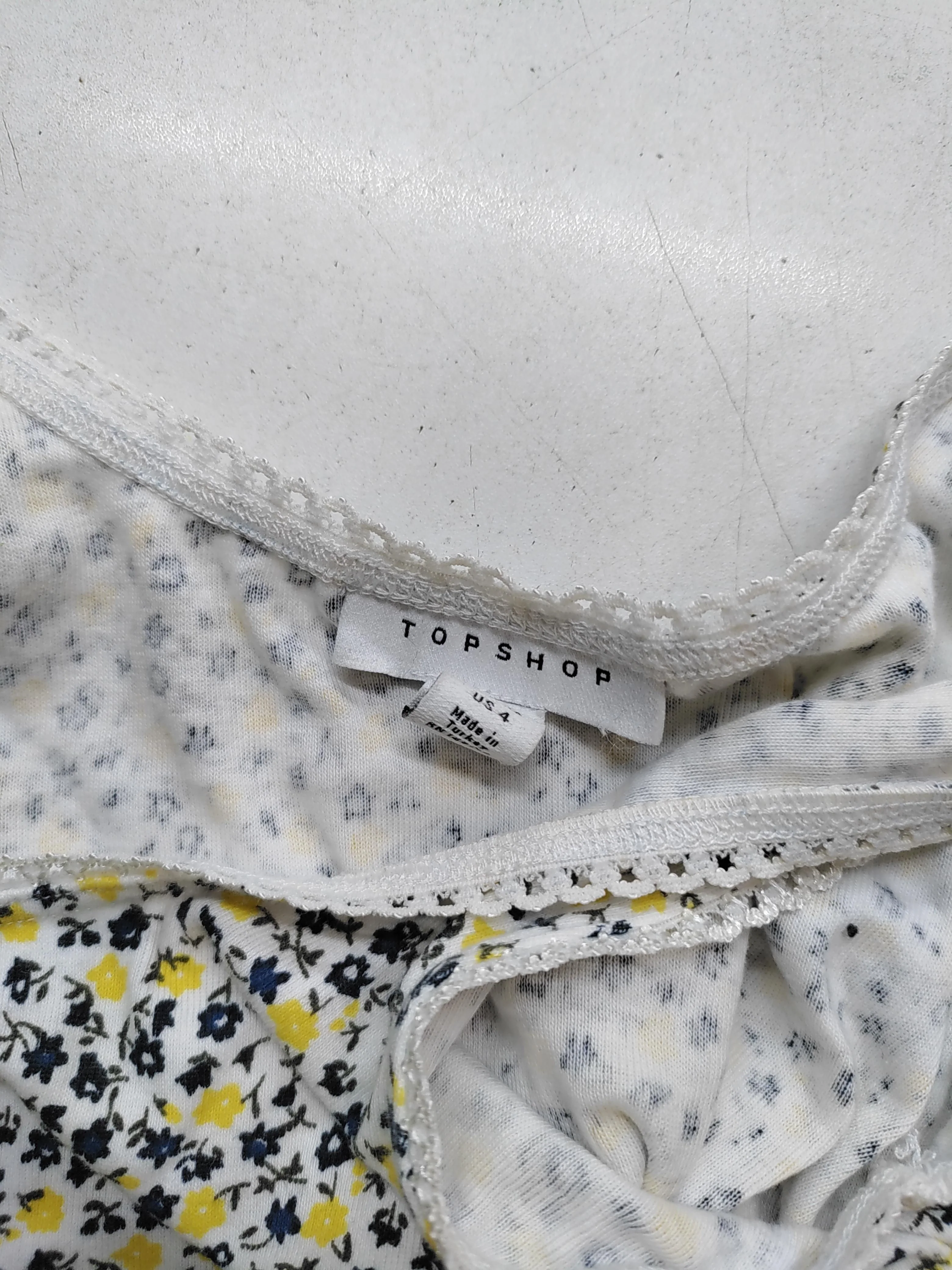 Topshop Women's Top UK 8 White Cotton with Polyamide, Elastane Cropped - Image 5