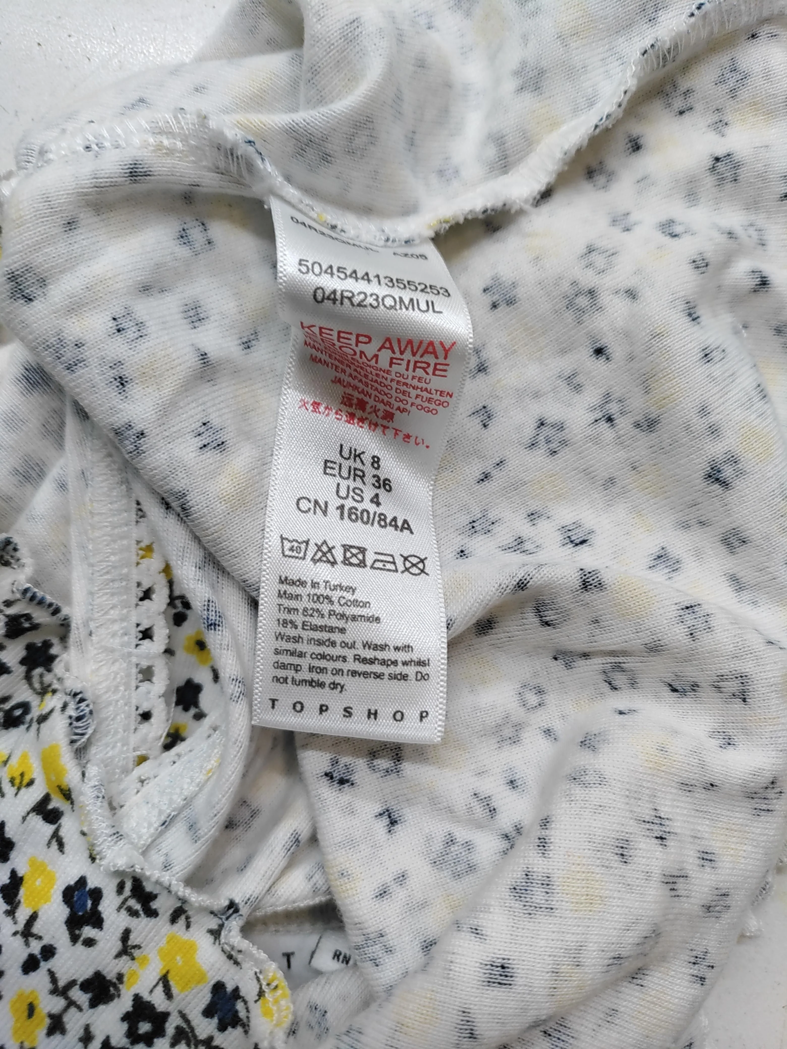 Topshop Women's Top UK 8 White Cotton with Polyamide, Elastane Cropped - Image 6