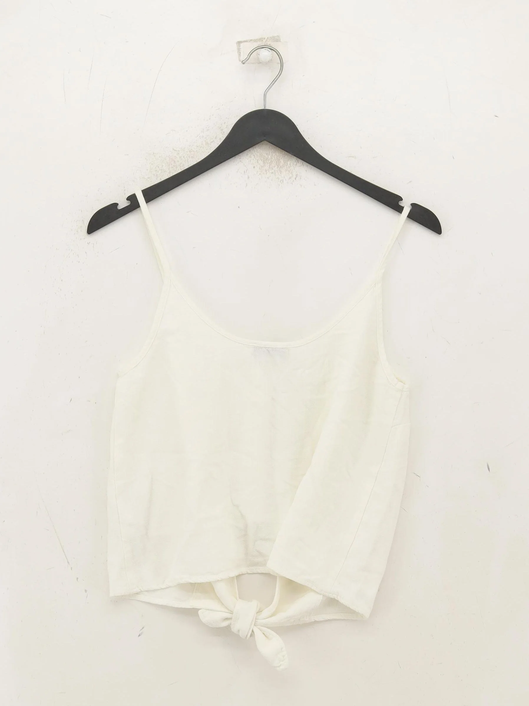 Topshop Women's Top UK 8 White Viscose with Linen Sleeveless Round Neck Cropped - Image 2