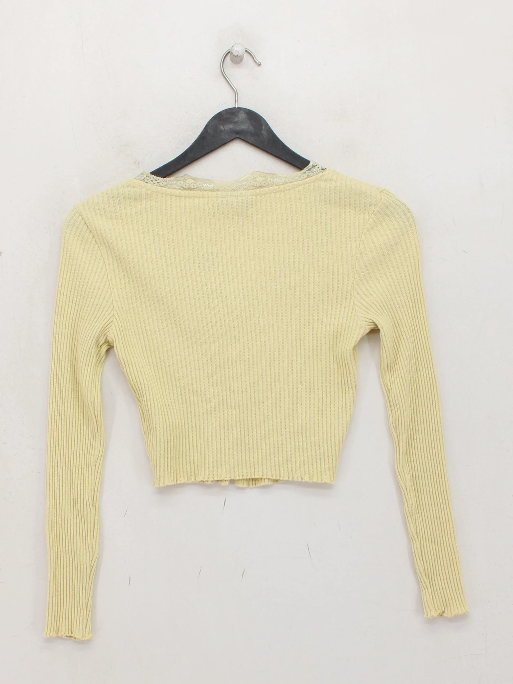 Topshop Women's Top UK 8 Yellow Cotton with Elastane, Polyamide Cropped - Image 2