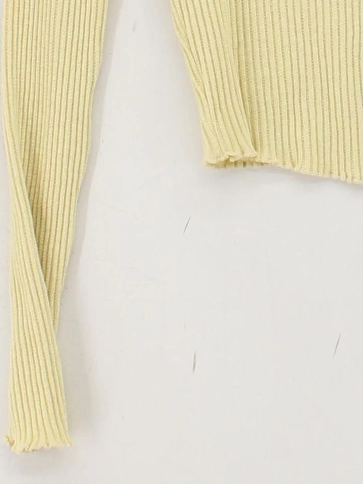 Topshop Women's Top UK 8 Yellow Cotton with Elastane, Polyamide Cropped - Image 4