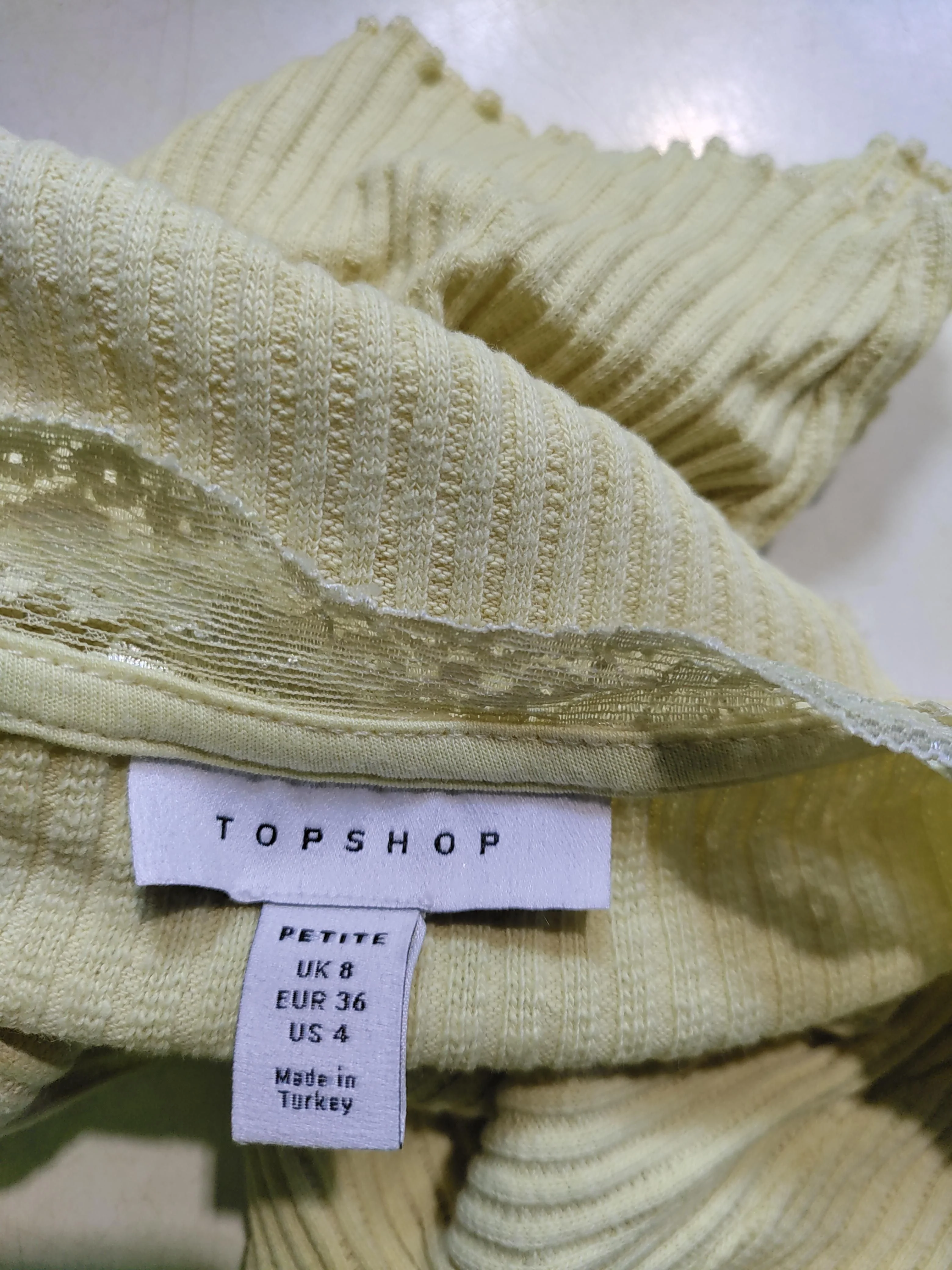 Topshop Women's Top UK 8 Yellow Cotton with Elastane, Polyamide Cropped - Image 5