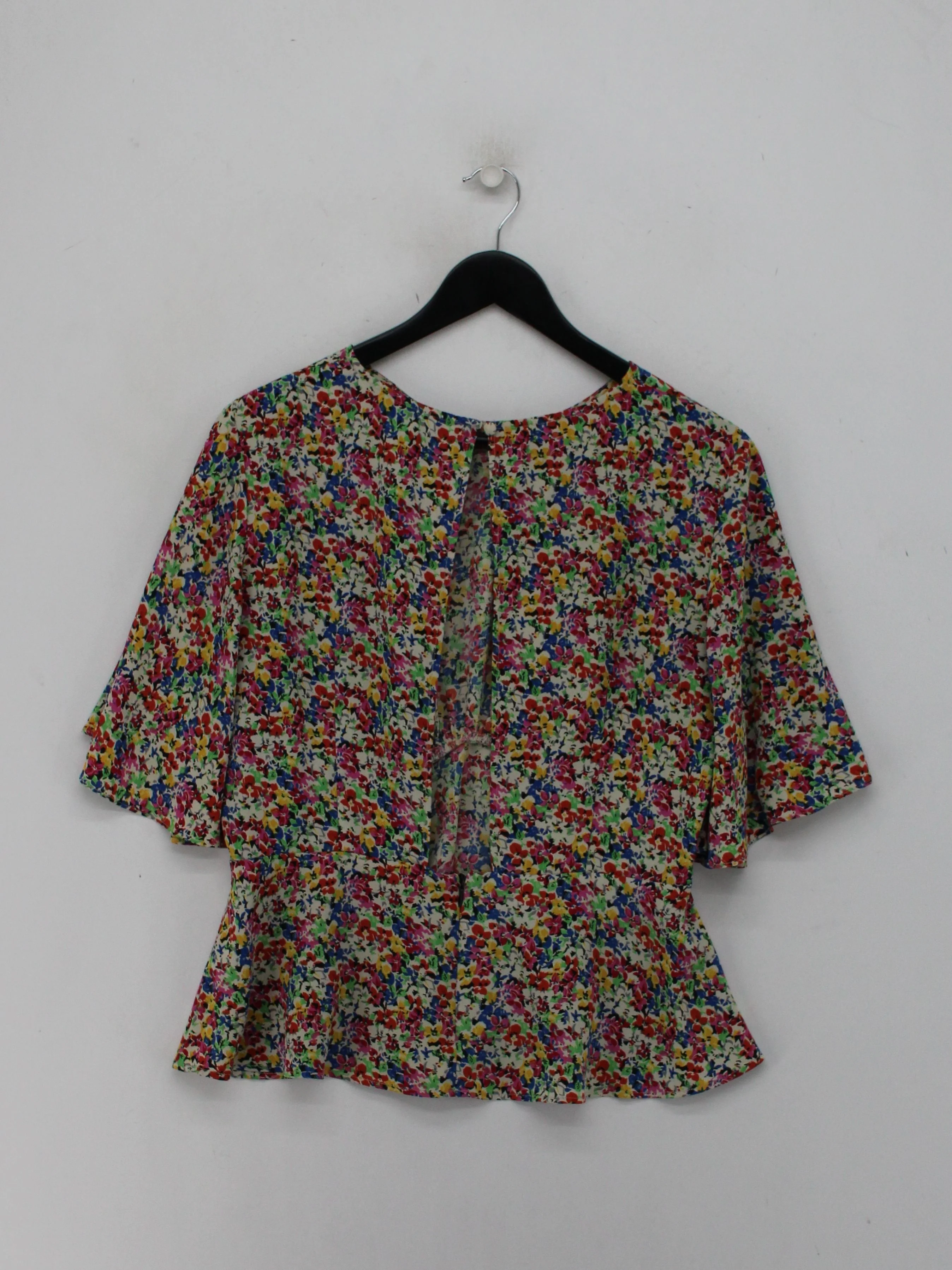 Topshop Women's Top XL Multi Floral 100% Polyester 3/4 Sleeve Round Neck Basic - Image 2
