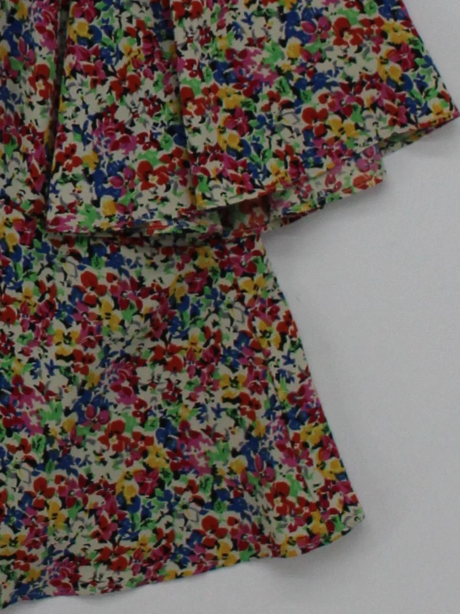 Topshop Women's Top XL Multi Floral 100% Polyester 3/4 Sleeve Round Neck Basic - Image 4