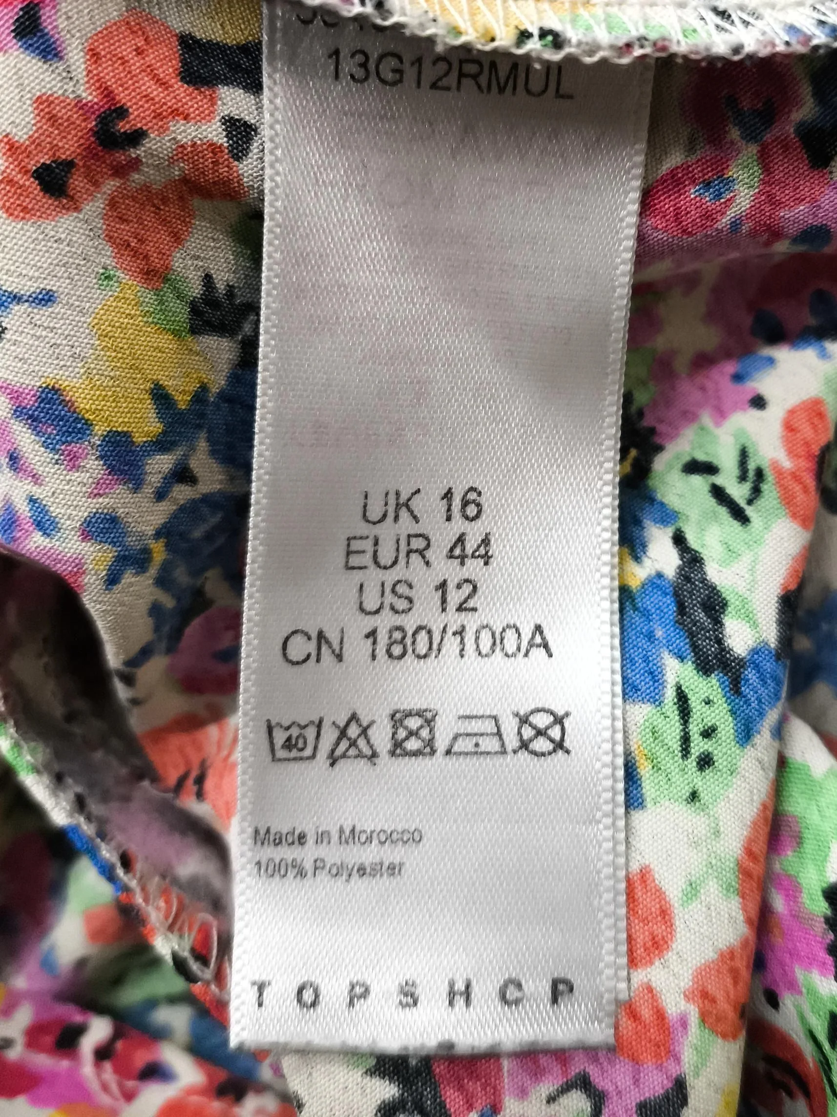 Topshop Women's Top XL Multi Floral 100% Polyester 3/4 Sleeve Round Neck Basic - Image 6