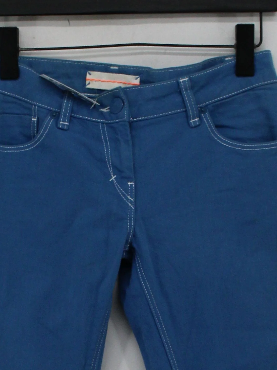 Topshop Women's Trousers L Blue Cotton with Elastane Skinny Chino - Image 3