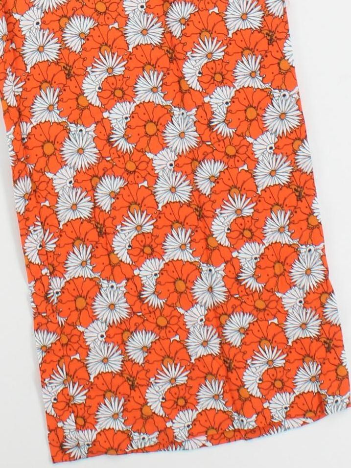 Topshop Women's Trousers M Orange Floral 100% Viscose Wide-Leg Sweatpants - Image 4