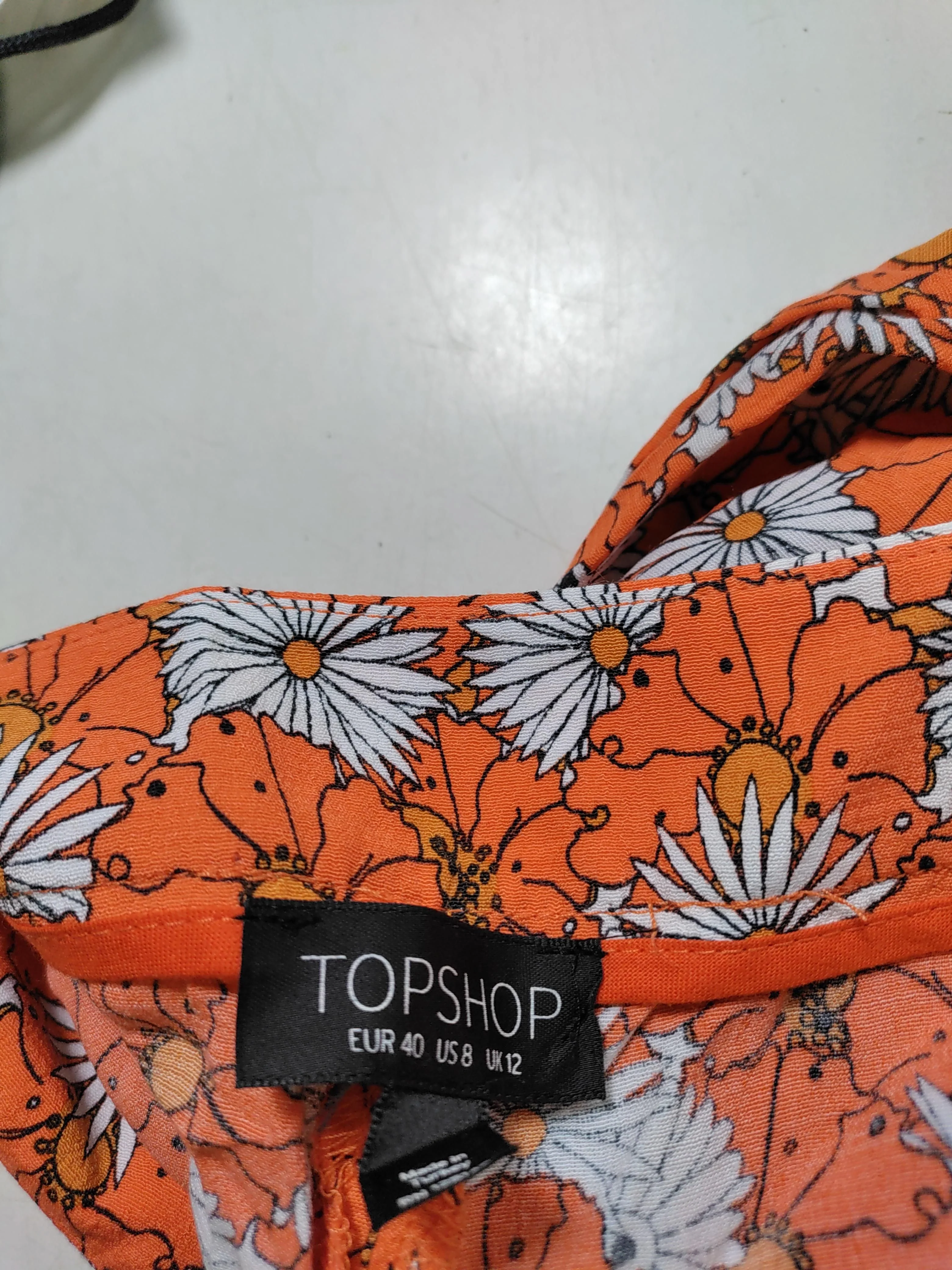 Topshop Women's Trousers M Orange Floral 100% Viscose Wide-Leg Sweatpants - Image 5