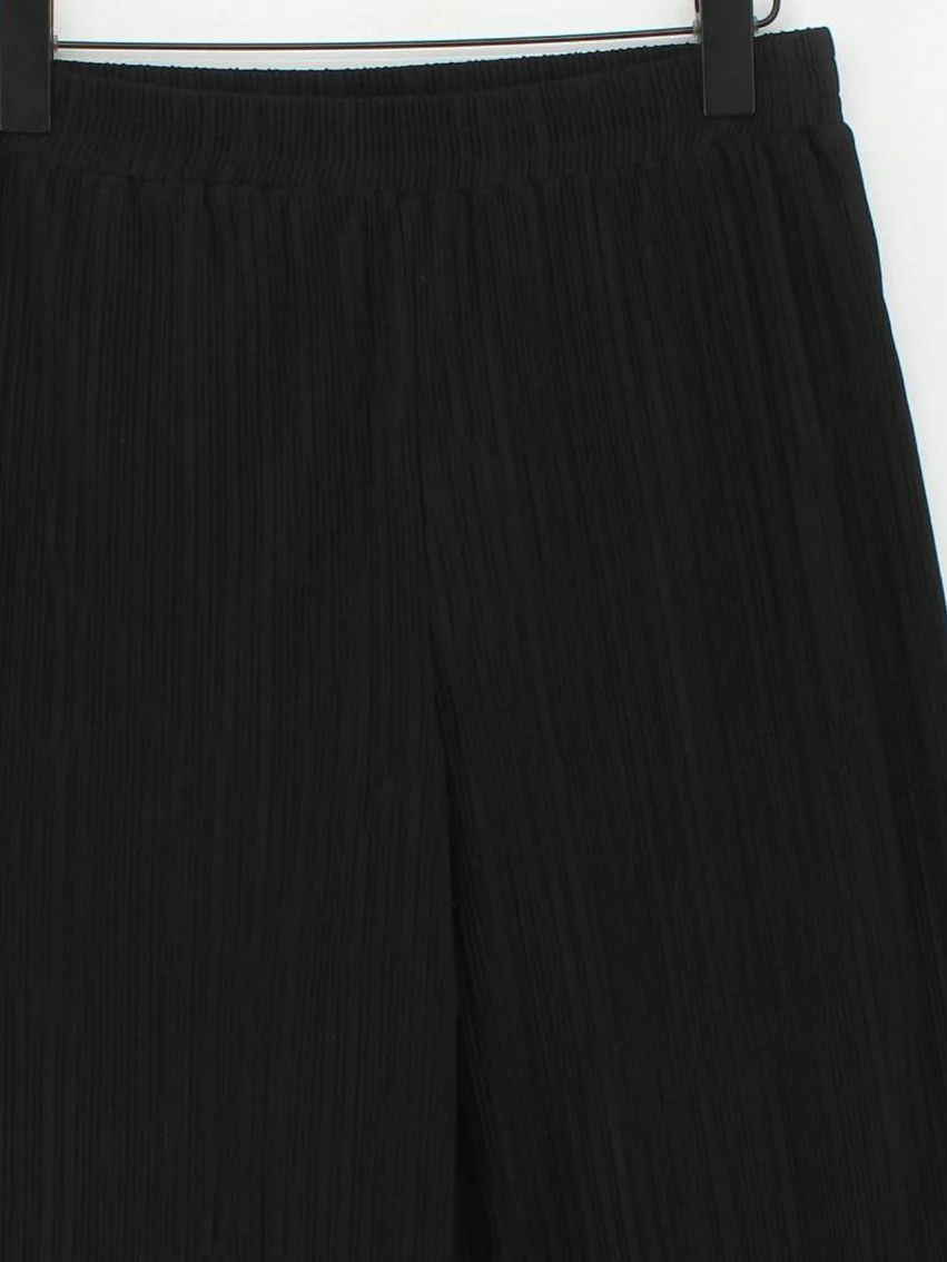 Topshop Women's Trousers UK 10 Black 100% Polyester Wide-Leg Cropped - Image 3