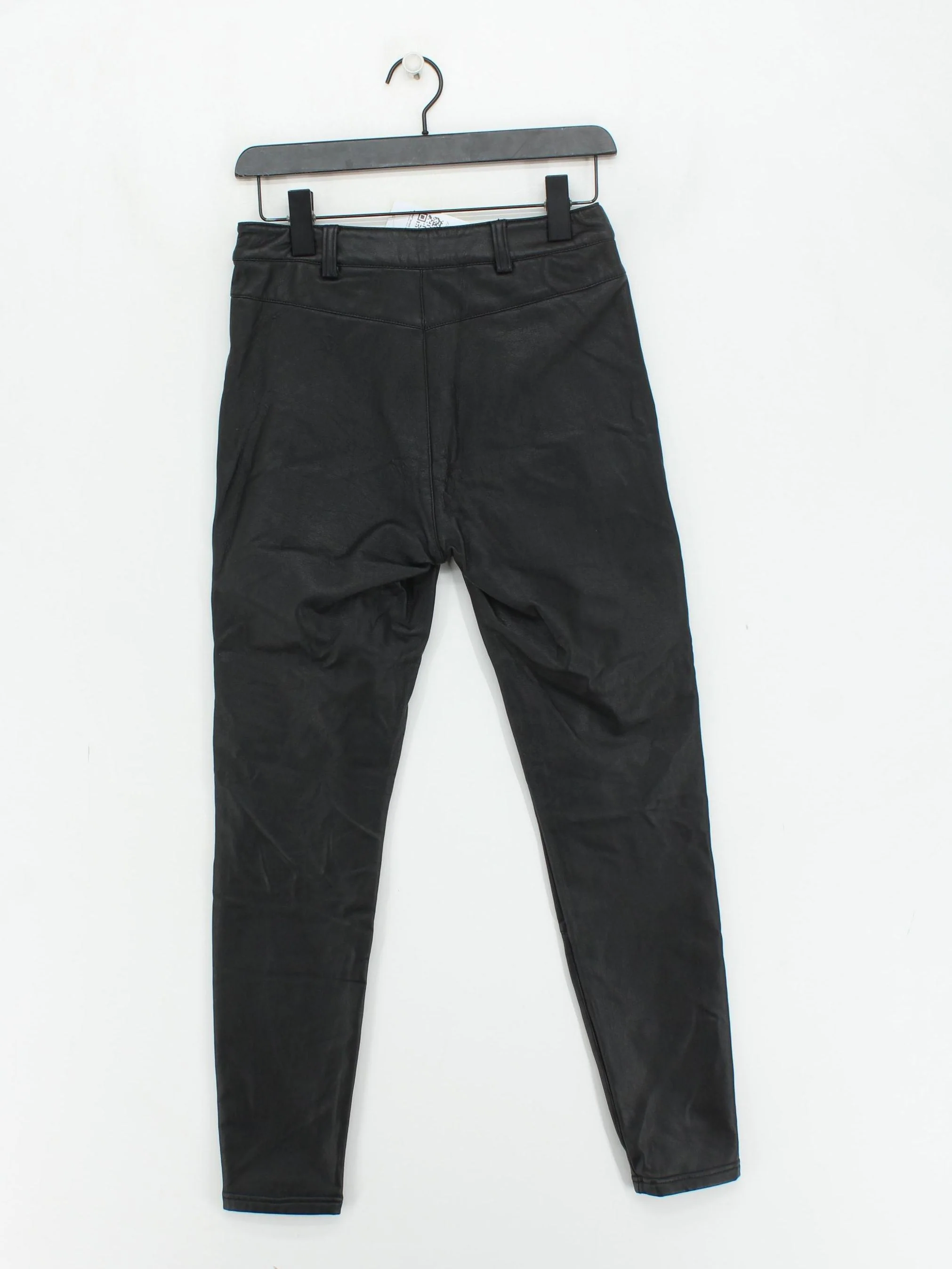Topshop Women's Trousers UK 10 Black Faux Leather with Polyester, Elastane Chino - Image 2