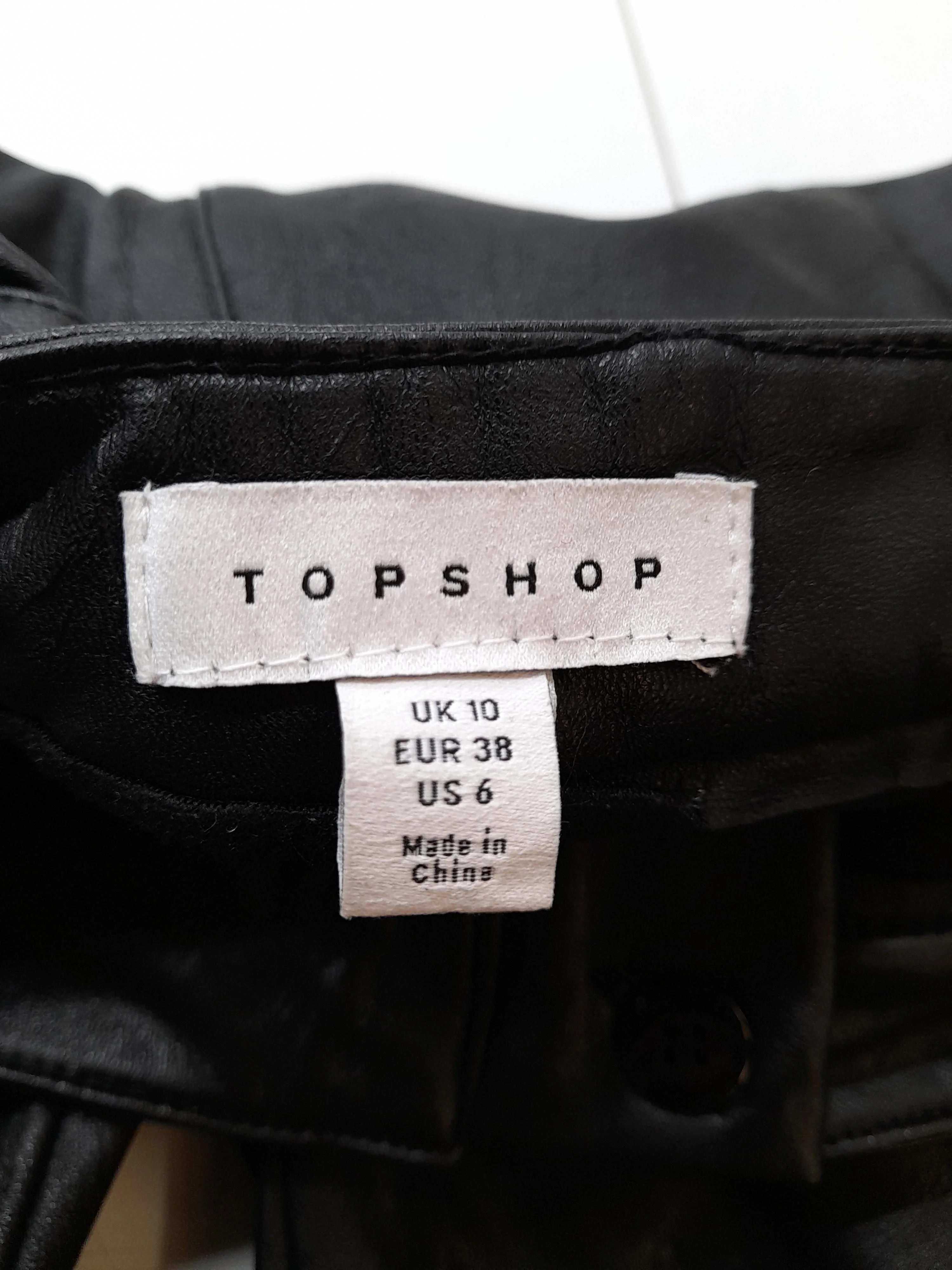 Topshop Women's Trousers UK 10 Black Faux Leather with Polyester, Elastane Chino - Image 5