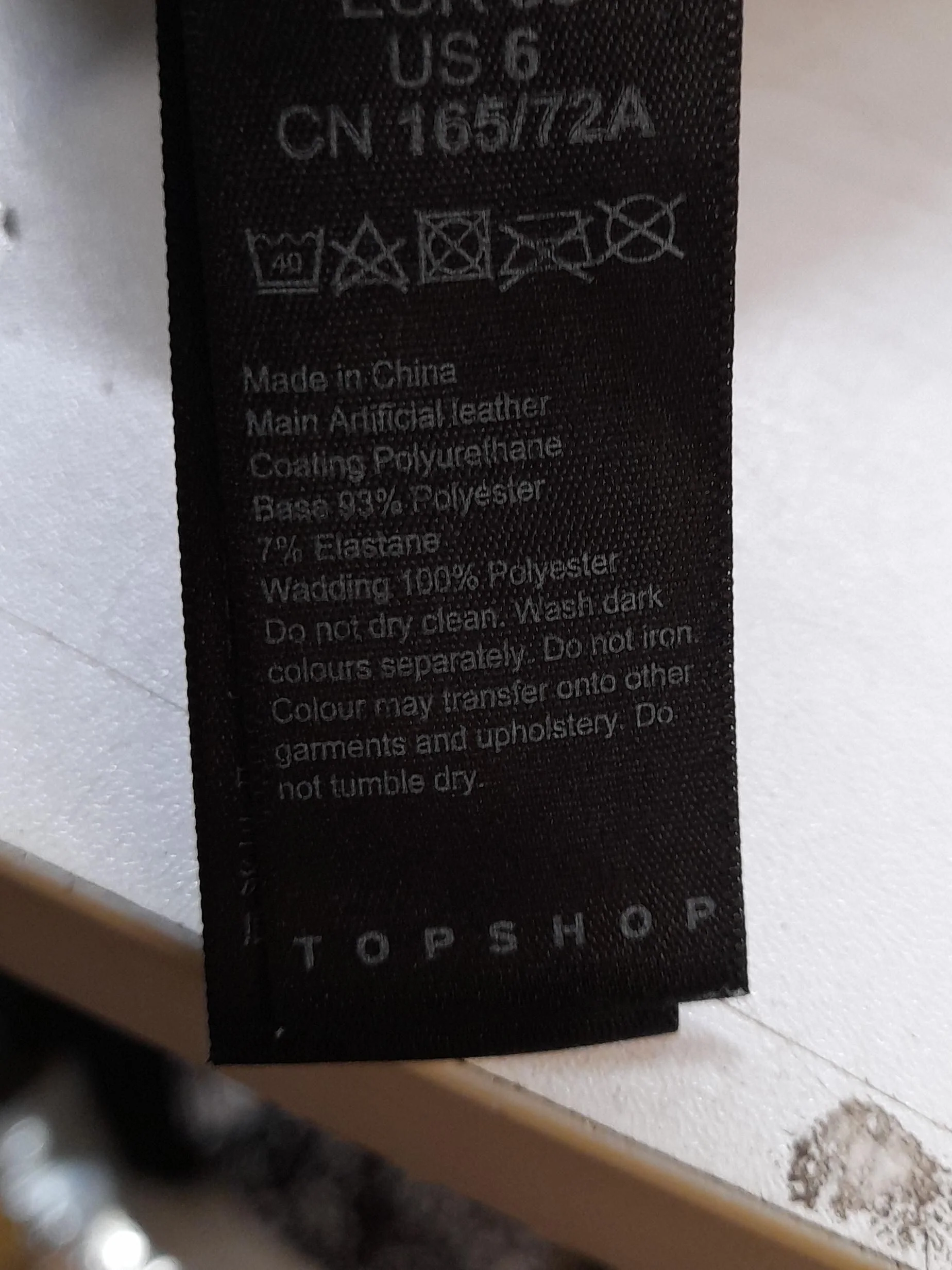 Topshop Women's Trousers UK 10 Black Faux Leather with Polyester, Elastane Chino - Image 6
