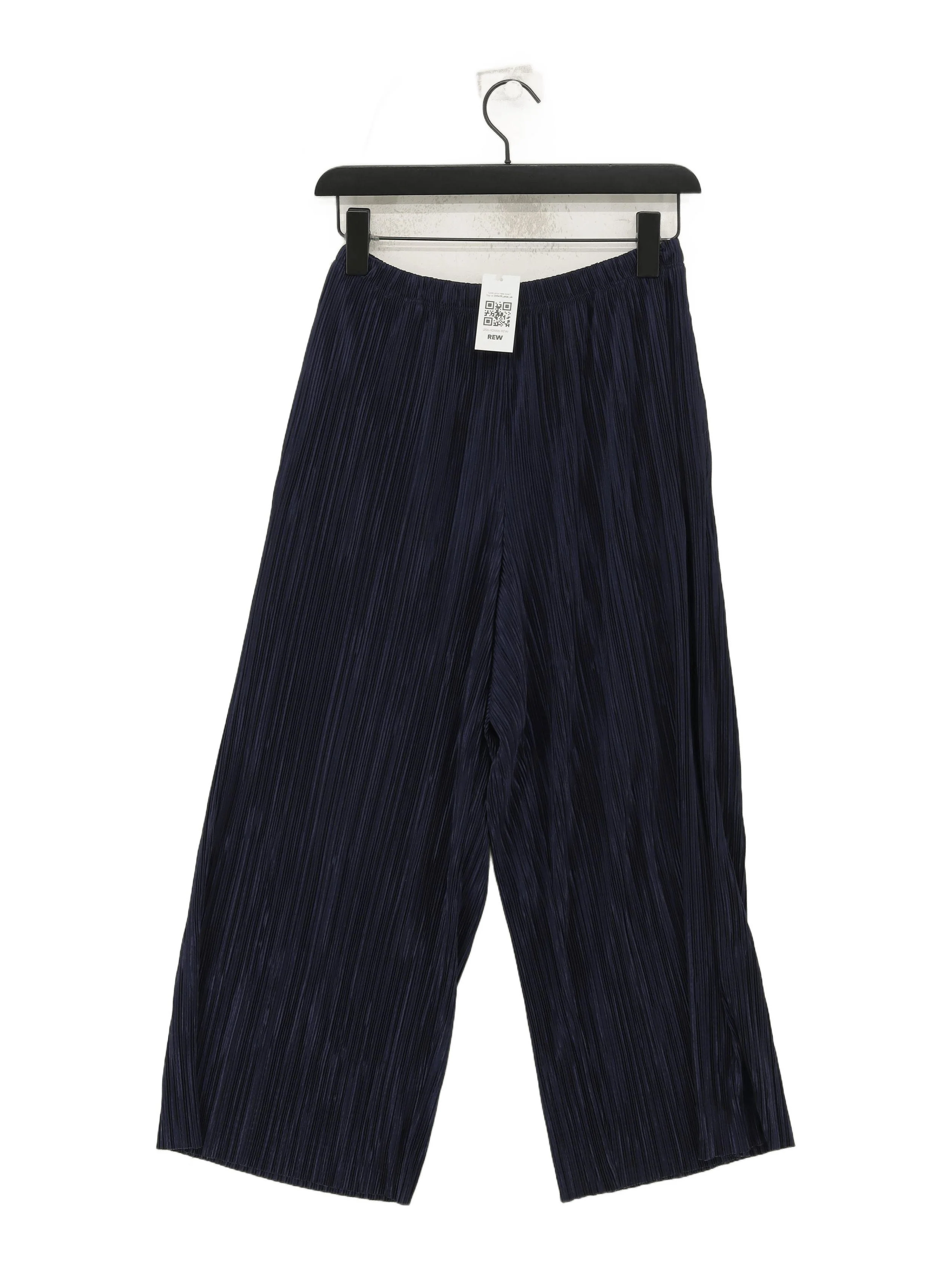 Topshop Women's Trousers UK 10 Blue 100% Polyester Wide-Leg Cropped