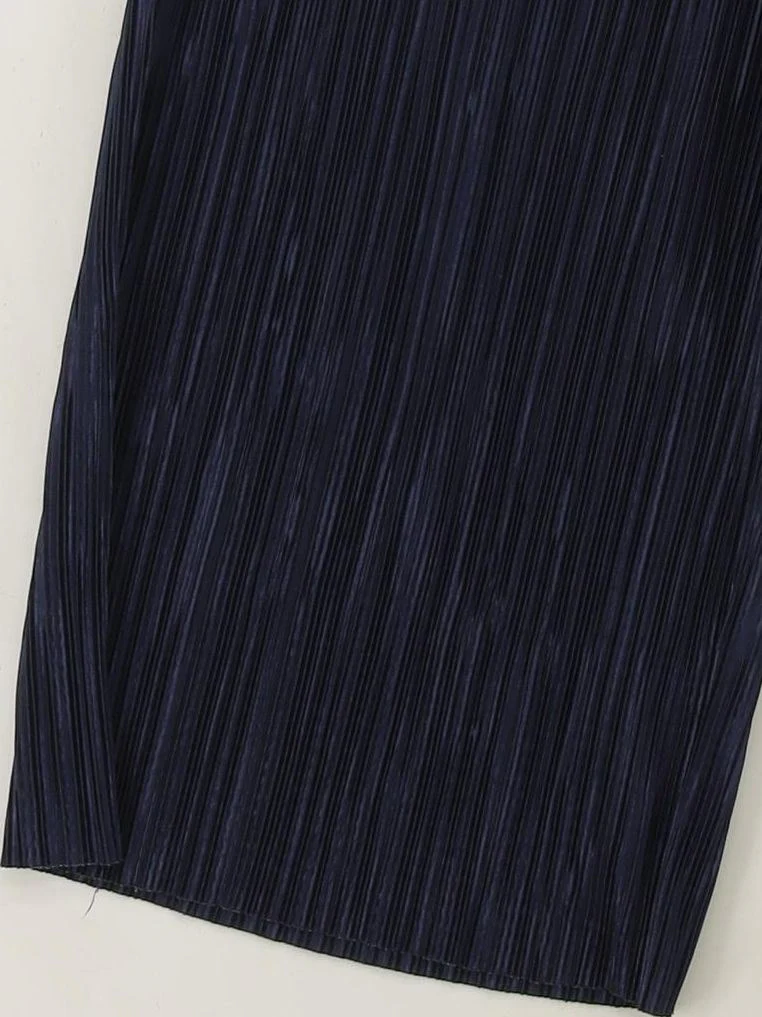 Topshop Women's Trousers UK 10 Blue 100% Polyester Wide-Leg Cropped - Image 4