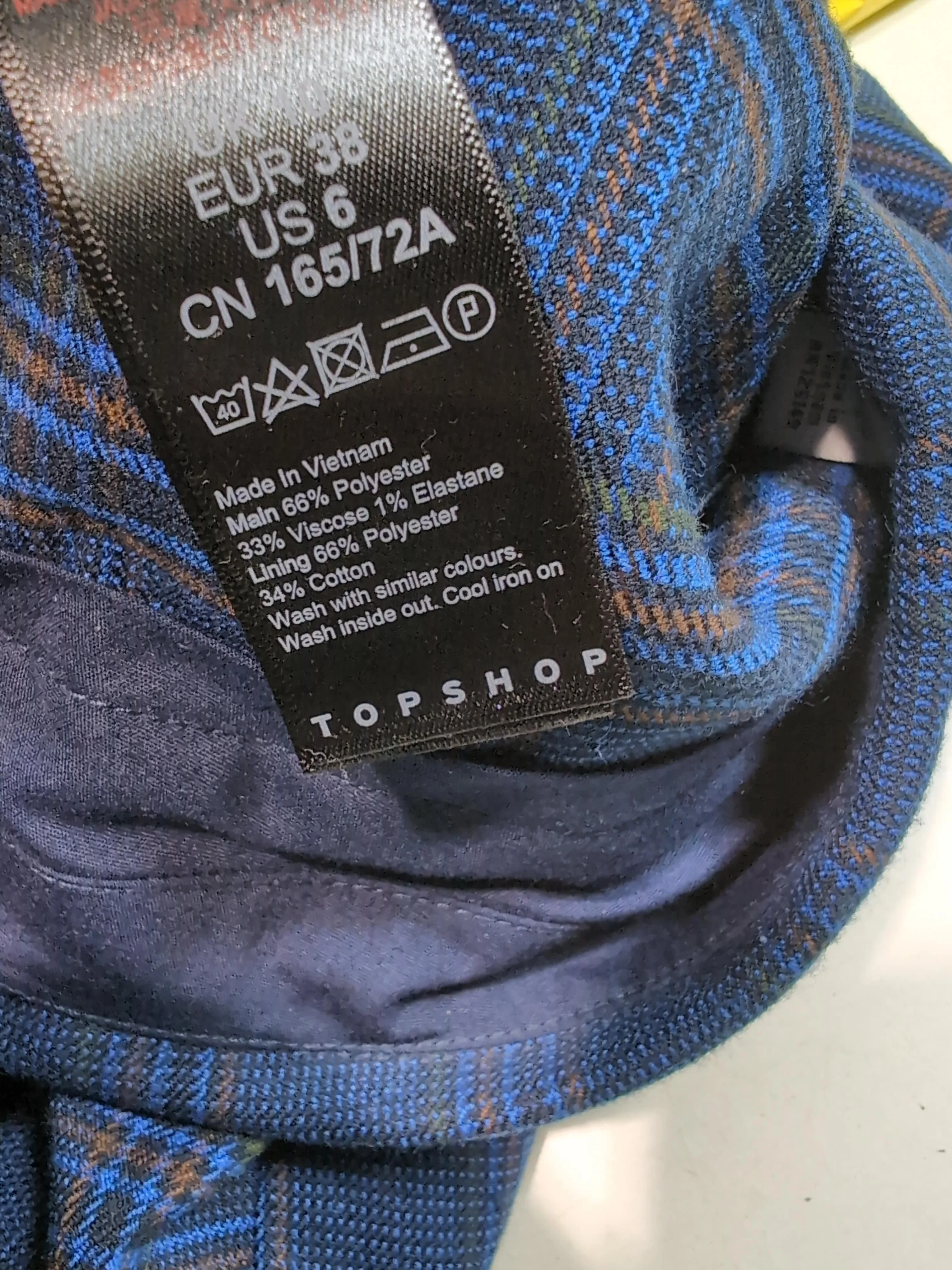 Topshop Women's Trousers UK 10 Blue Polyester with Viscose, Elastane Chino - Image 6