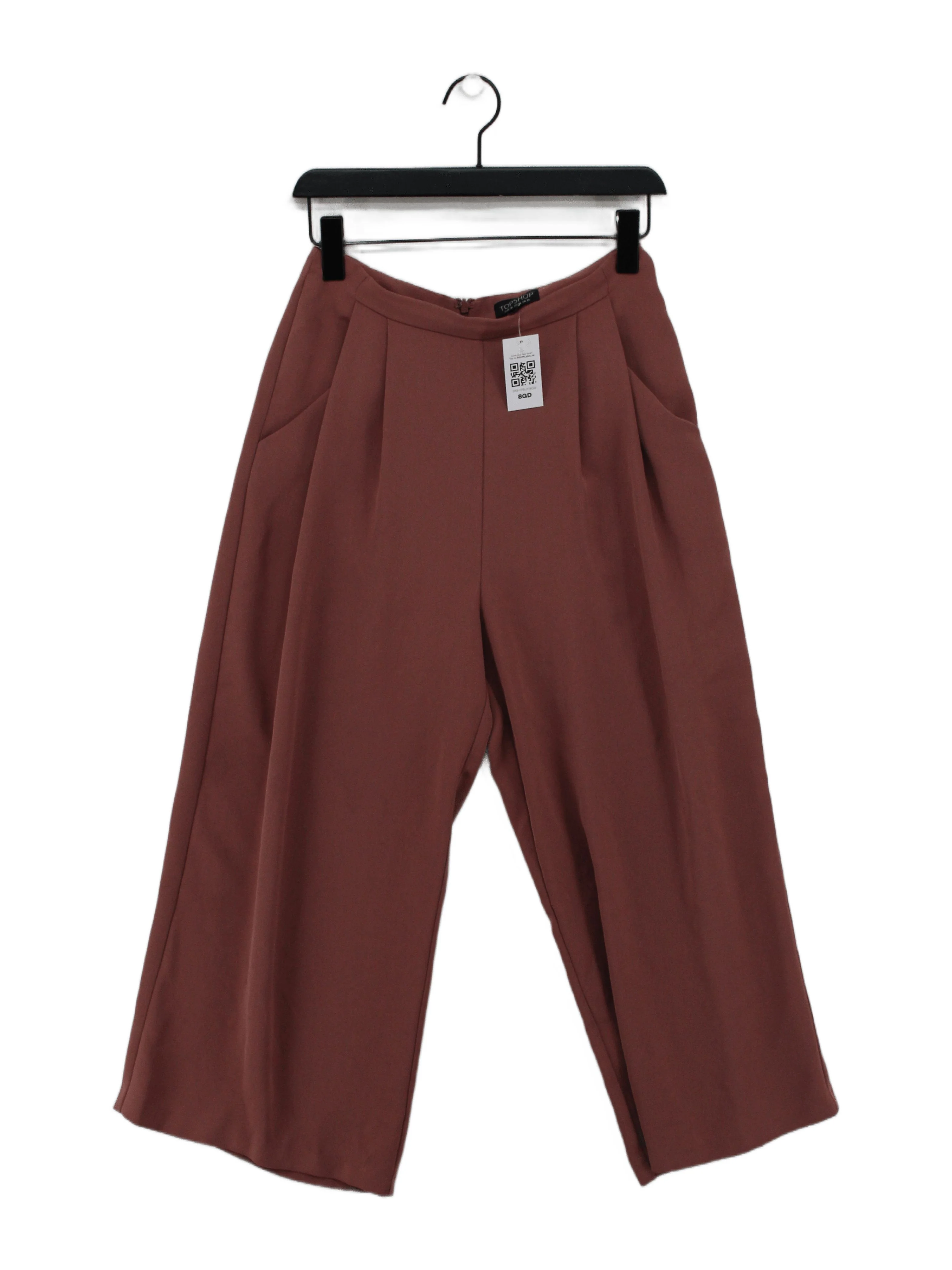 Topshop Women's Trousers UK 10 Pink 100% Polyester Wide-Leg Cropped