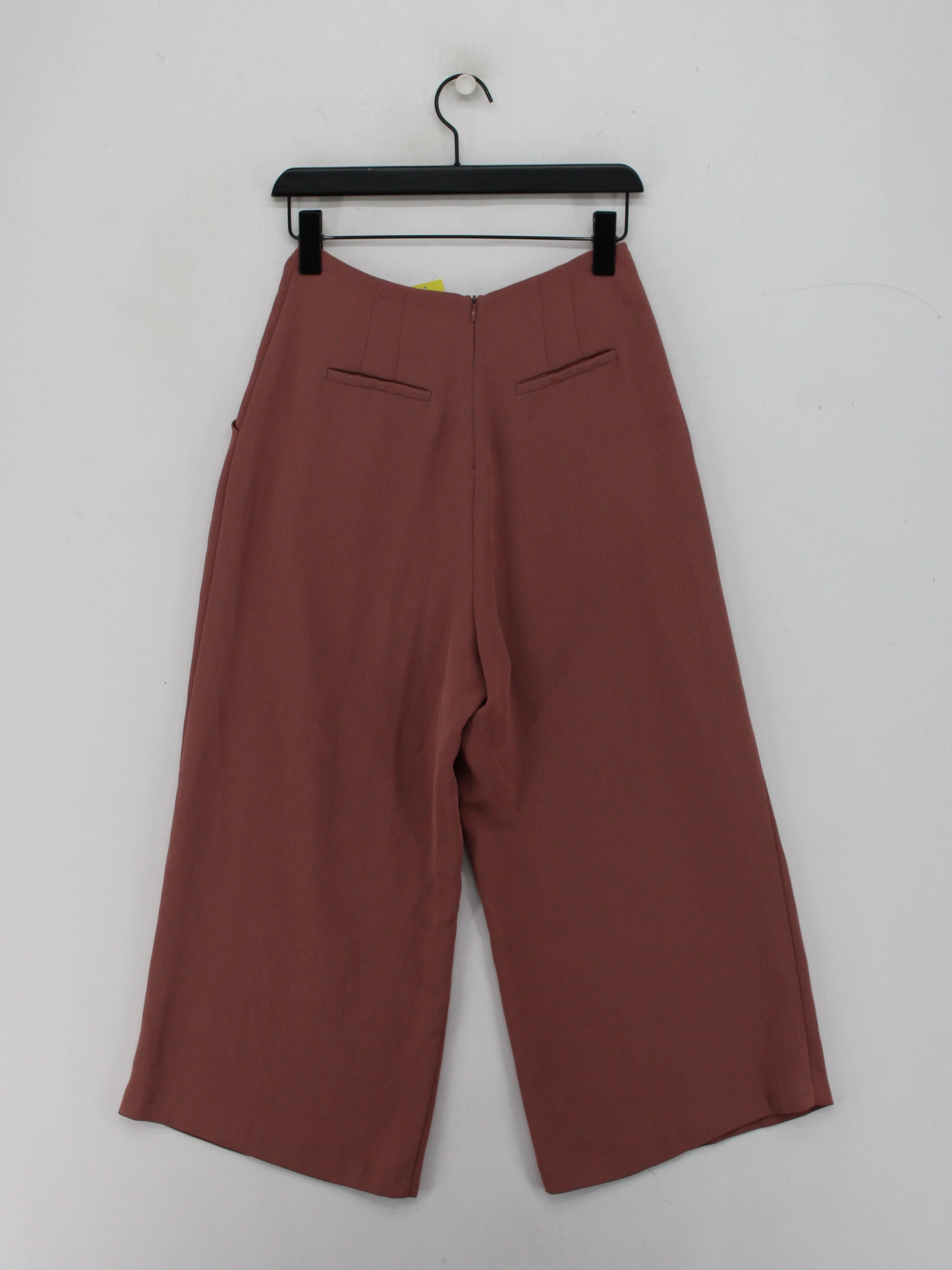 Topshop Women's Trousers UK 10 Pink 100% Polyester Wide-Leg Cropped - Image 2