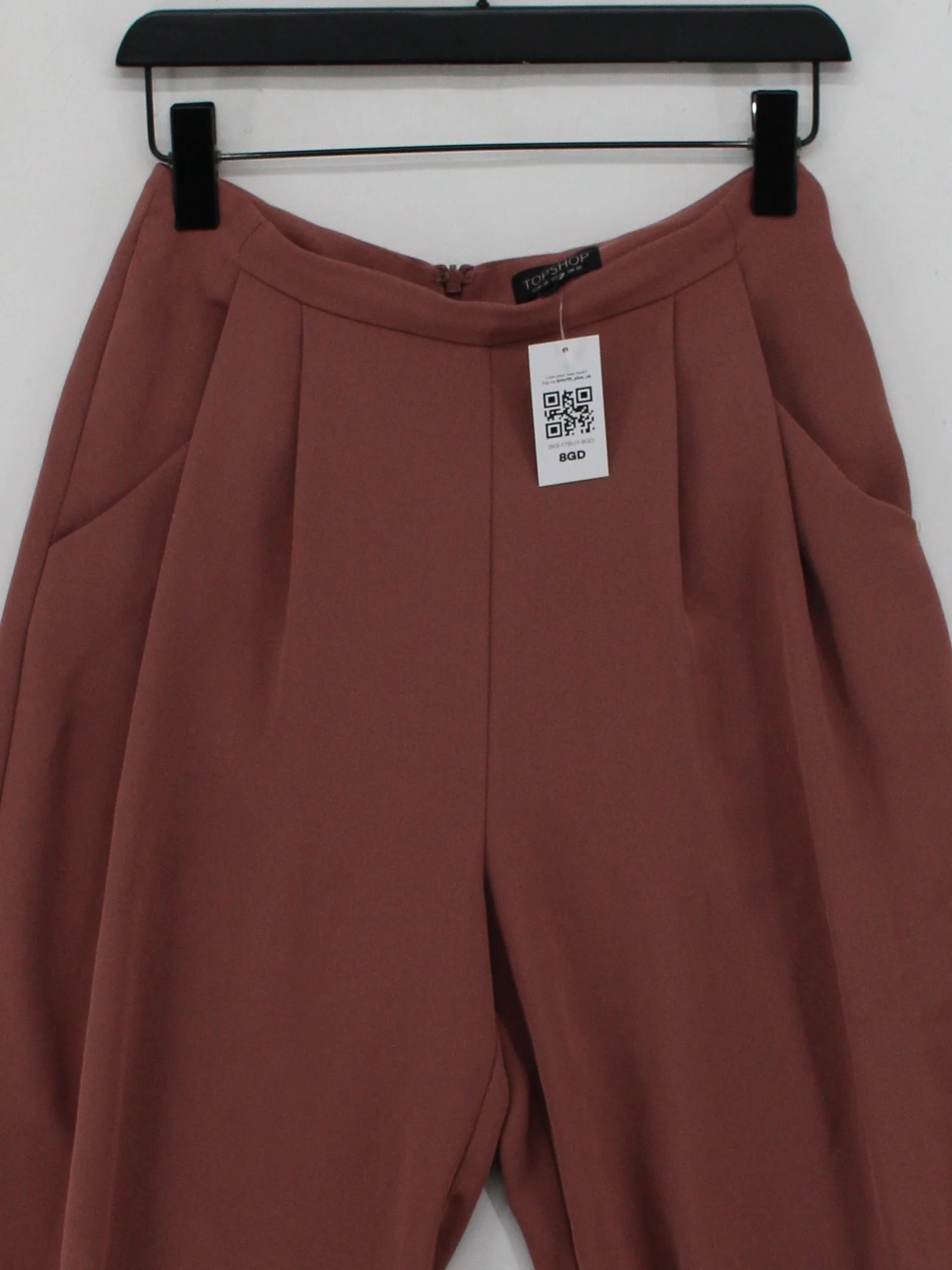 Topshop Women's Trousers UK 10 Pink 100% Polyester Wide-Leg Cropped - Image 3