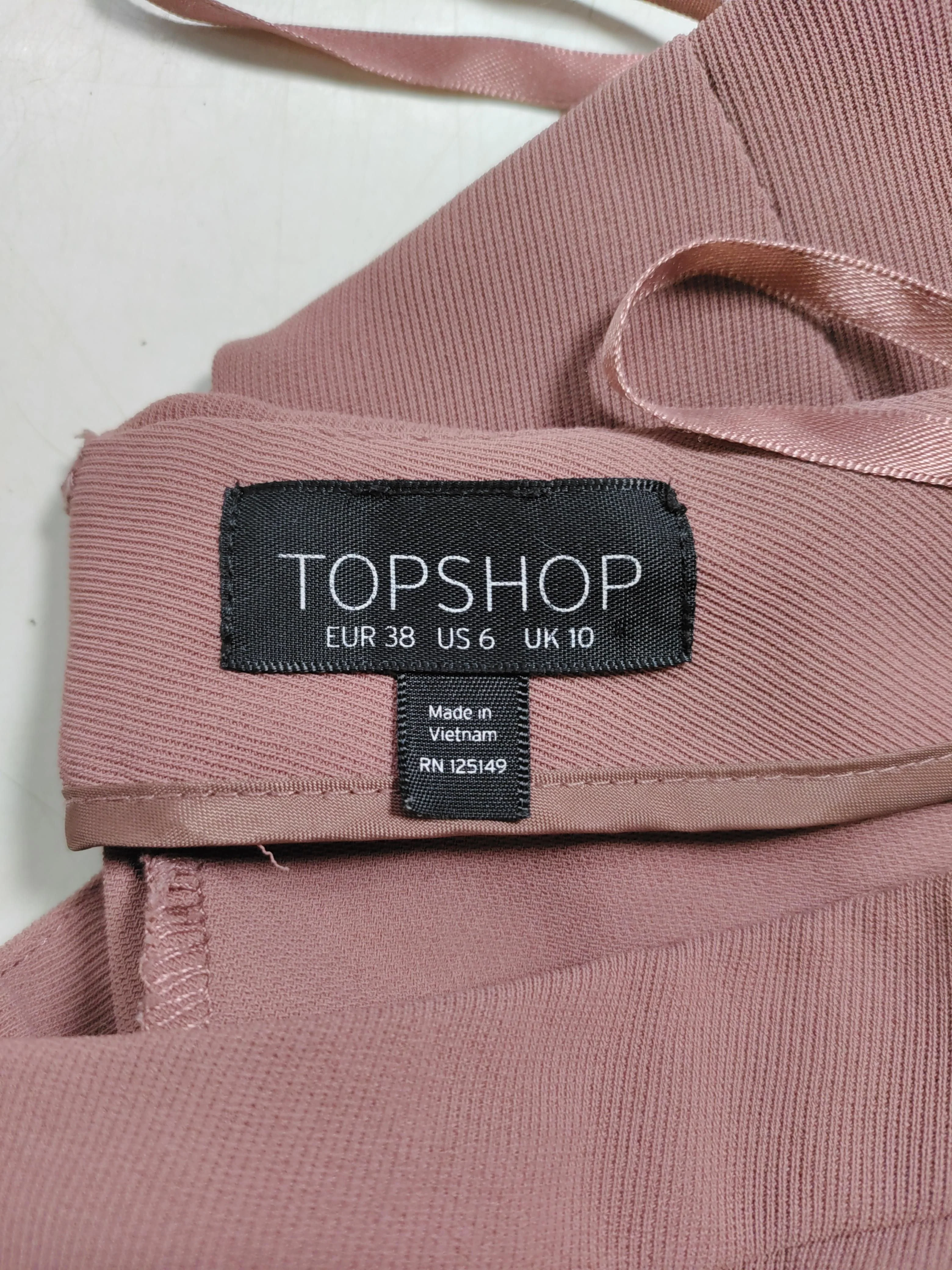 Topshop Women's Trousers UK 10 Pink 100% Polyester Wide-Leg Cropped - Image 5