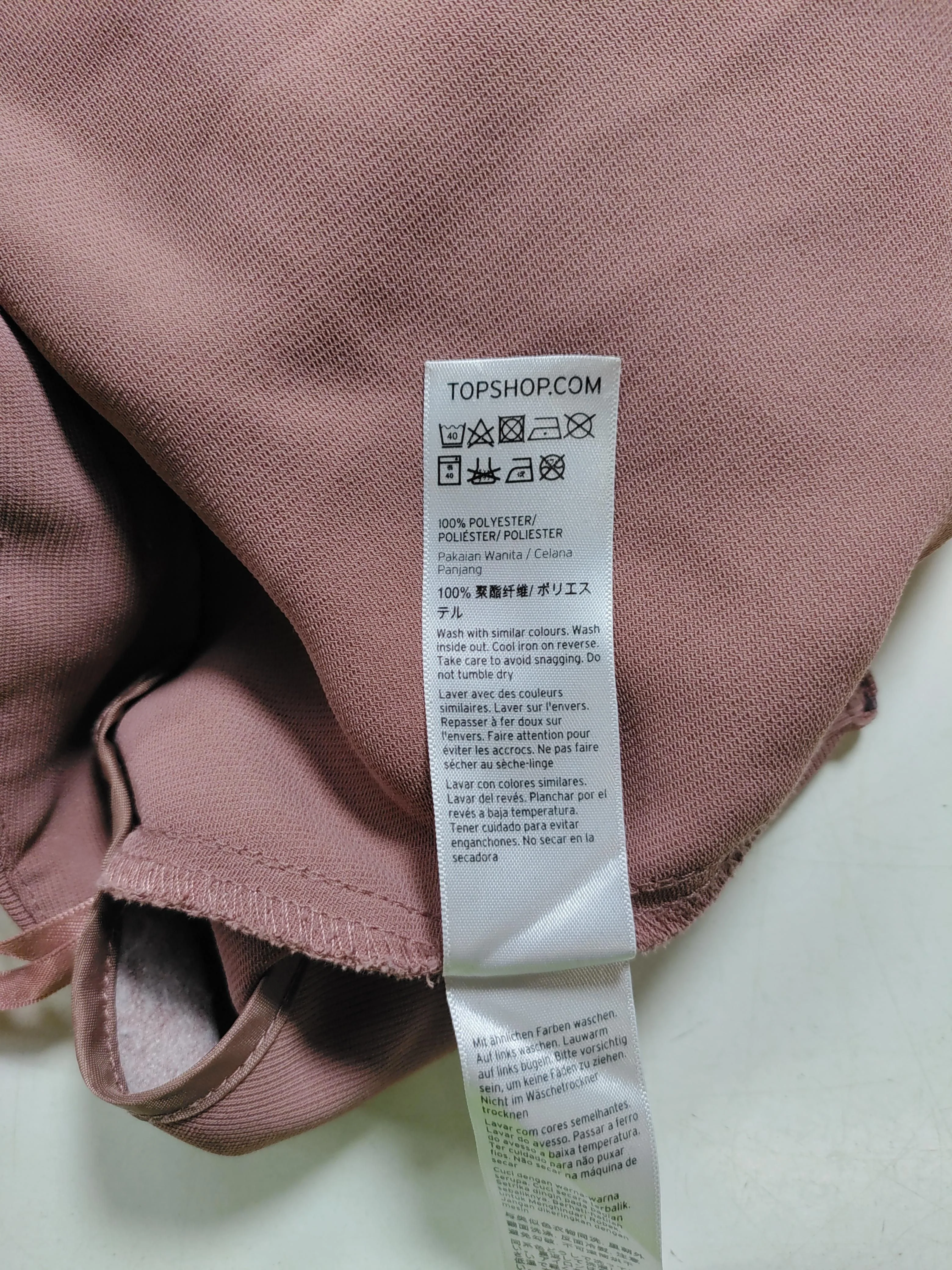Topshop Women's Trousers UK 10 Pink 100% Polyester Wide-Leg Cropped - Image 6