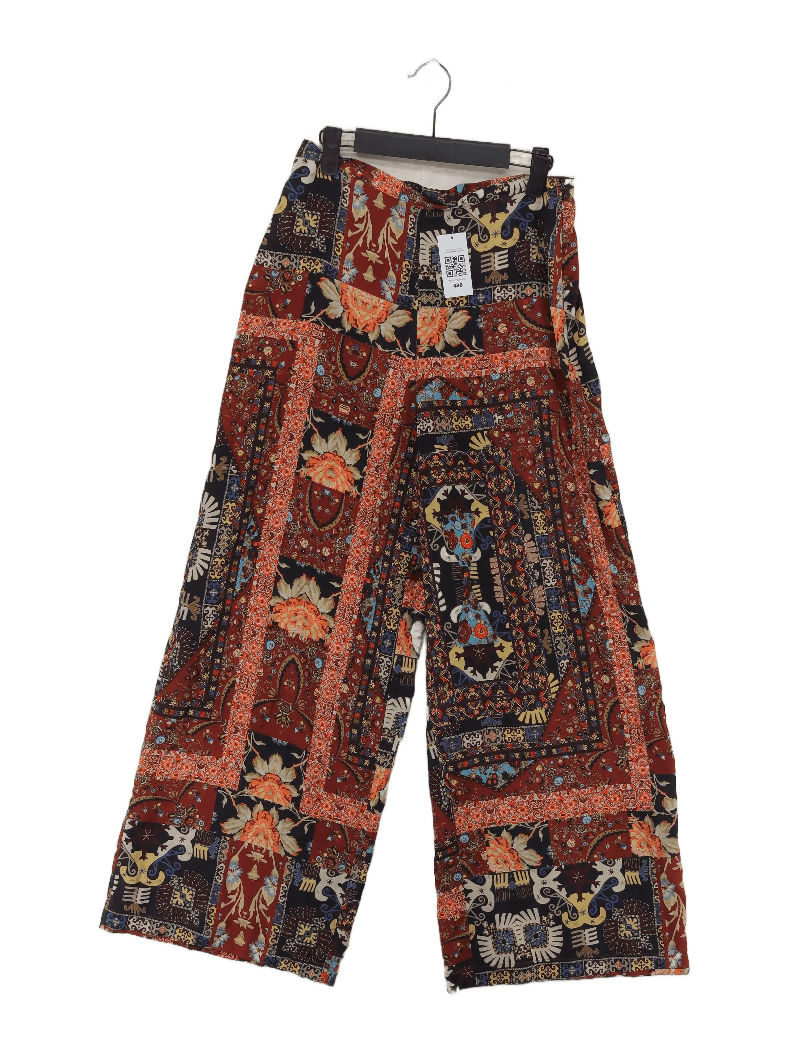 Topshop Women's Trousers UK 10 Red 100% Polyester Wide-Leg Chino
