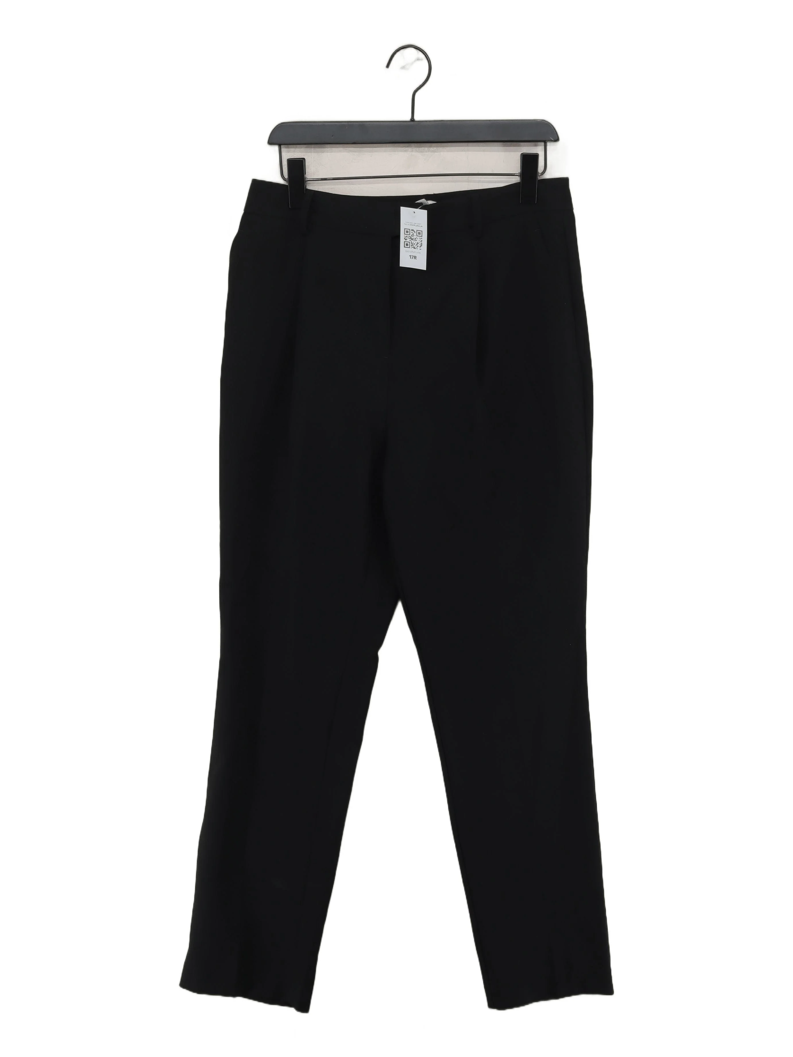 Topshop Women's Trousers UK 12 Black 100% Polyester Straight Chino