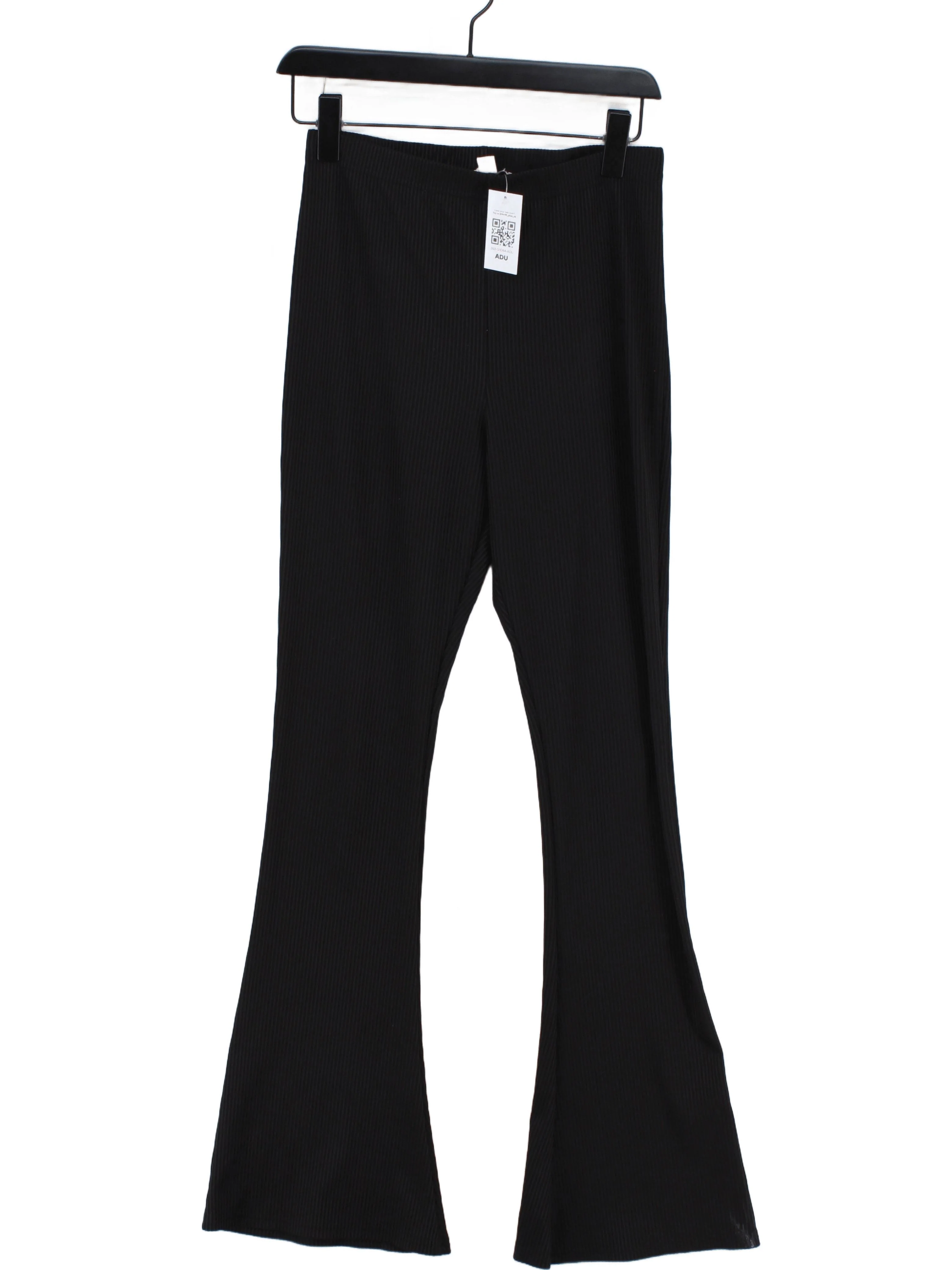 Topshop Women's Trousers UK 12 Black Polyester with Elastane Flared Chino