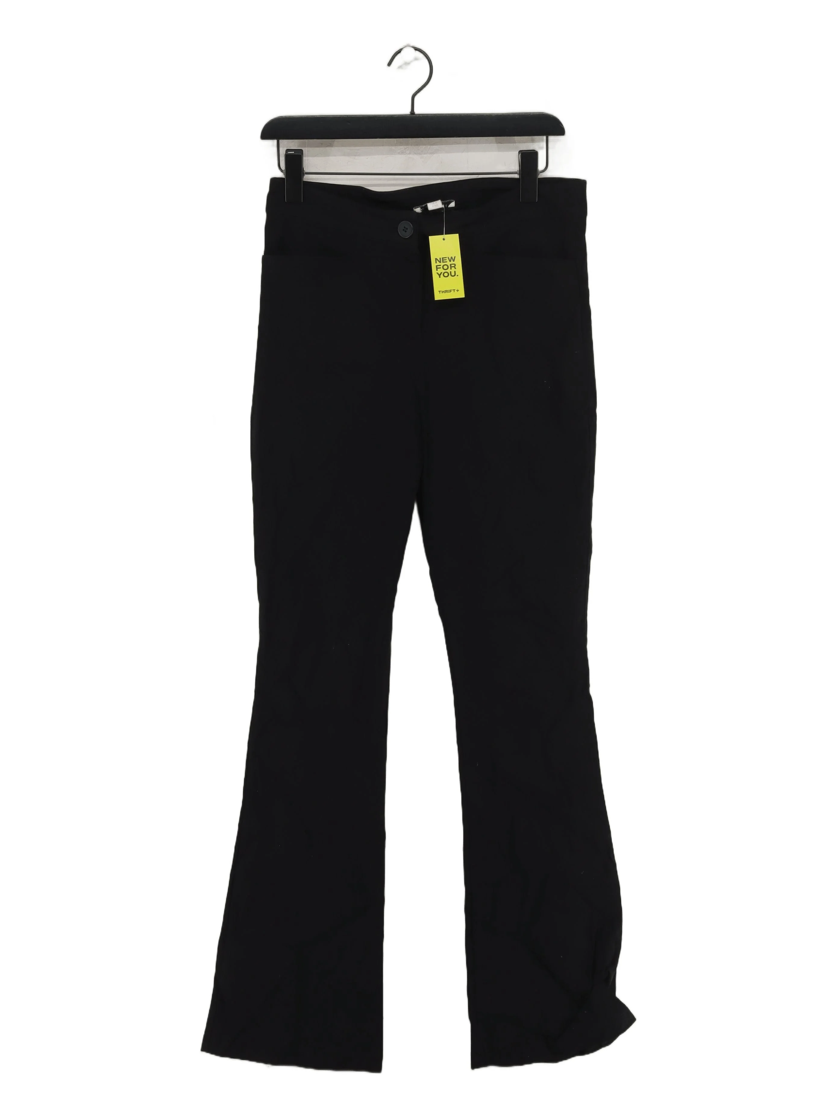 Topshop Women's Trousers UK 12 Black Viscose with Nylon, Elastane Flared Chino