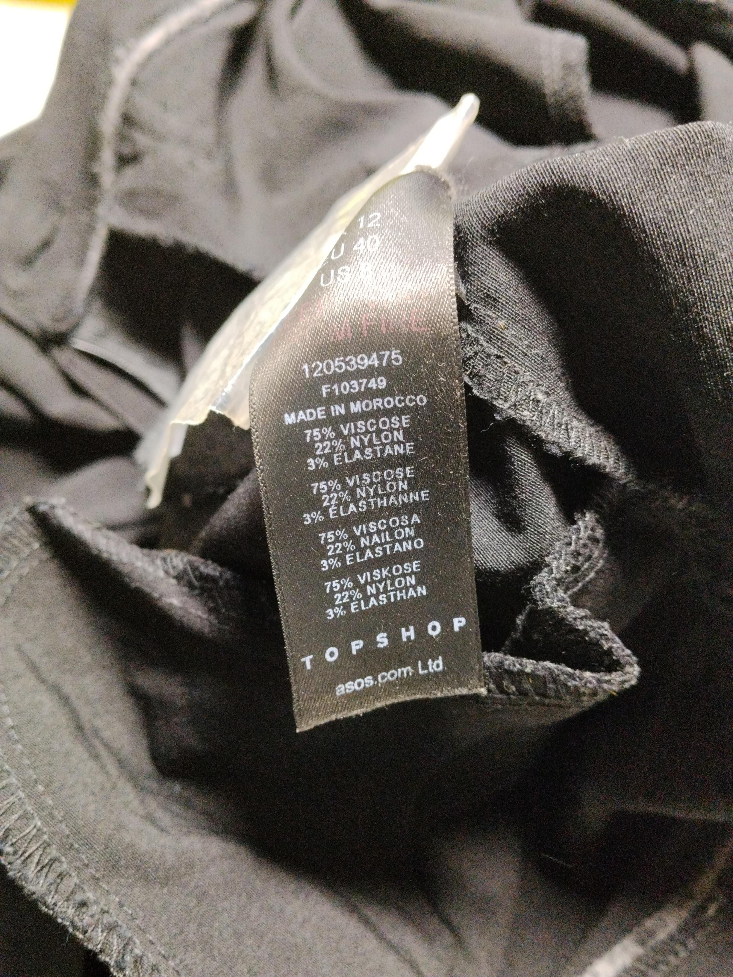 Topshop Women's Trousers UK 12 Black Viscose with Nylon, Elastane Flared Chino - Image 7