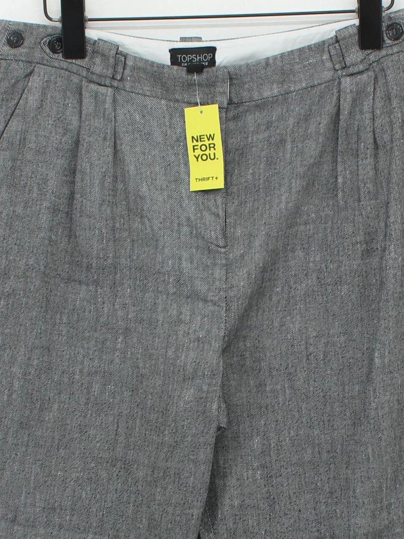 Topshop Women's Trousers UK 12 Grey Linen - Image 3
