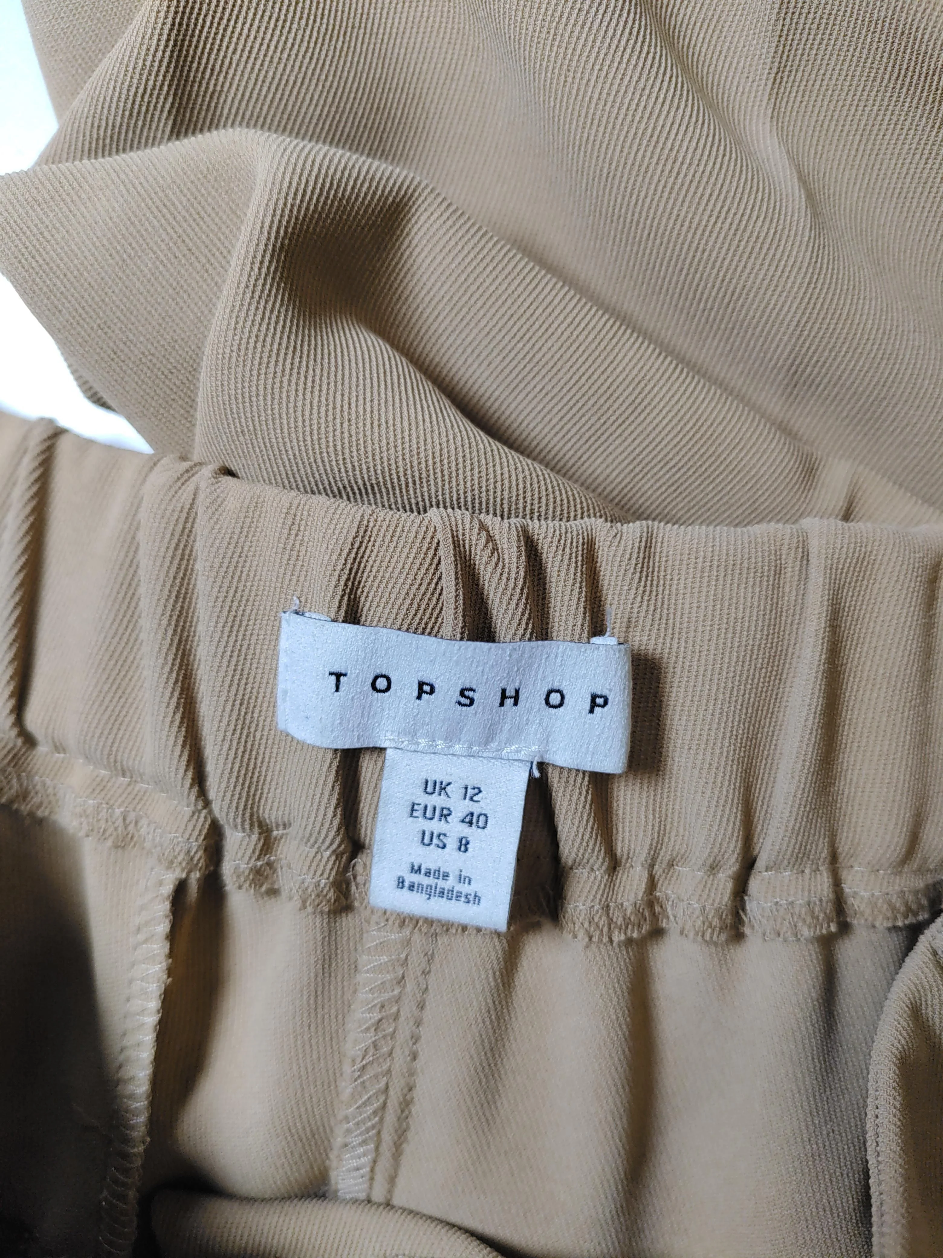 Topshop Women's Trousers UK 12 Tan 100% Other Wide-Leg Chino - Image 5