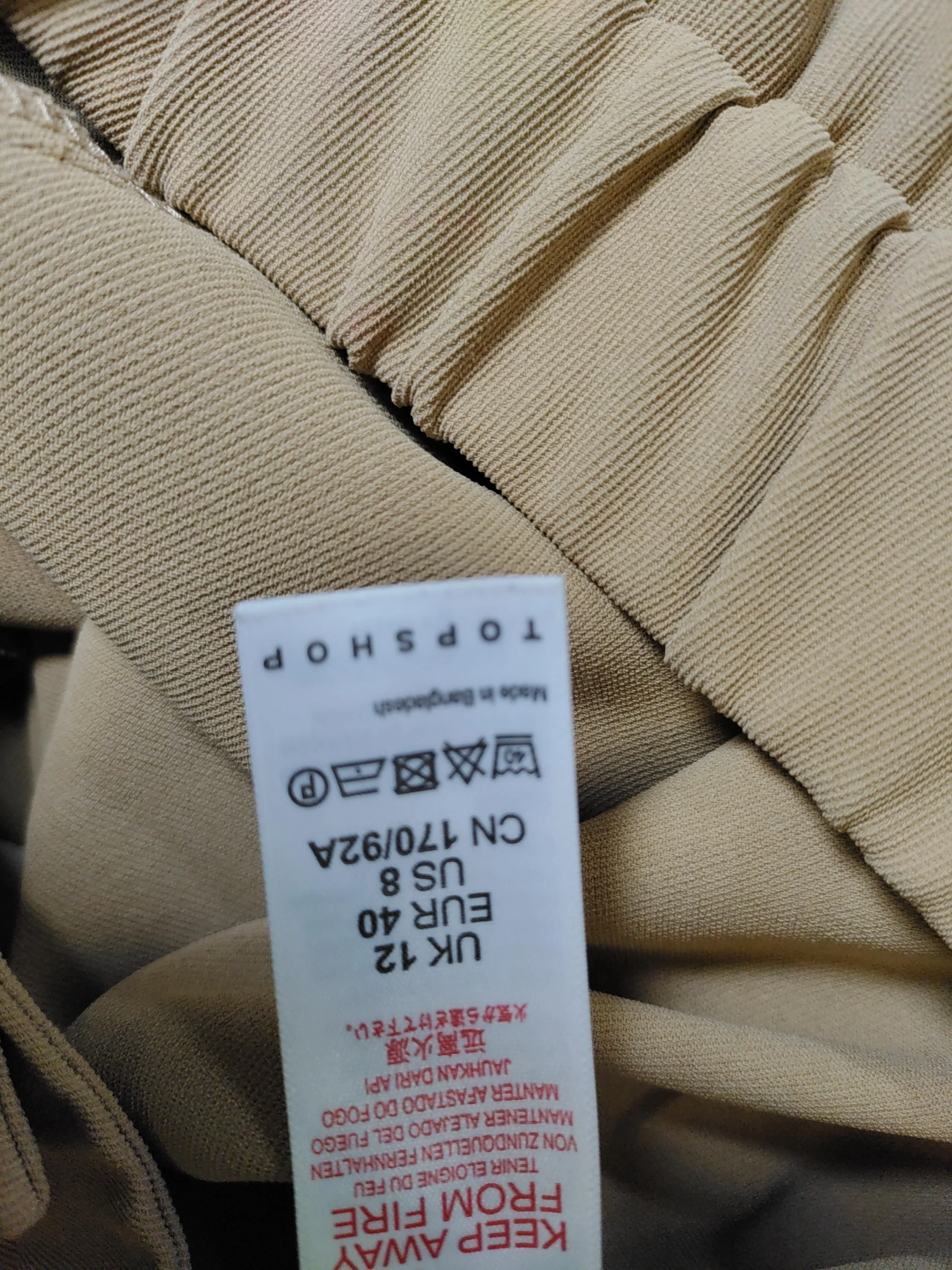 Topshop Women's Trousers UK 12 Tan 100% Other Wide-Leg Chino - Image 6