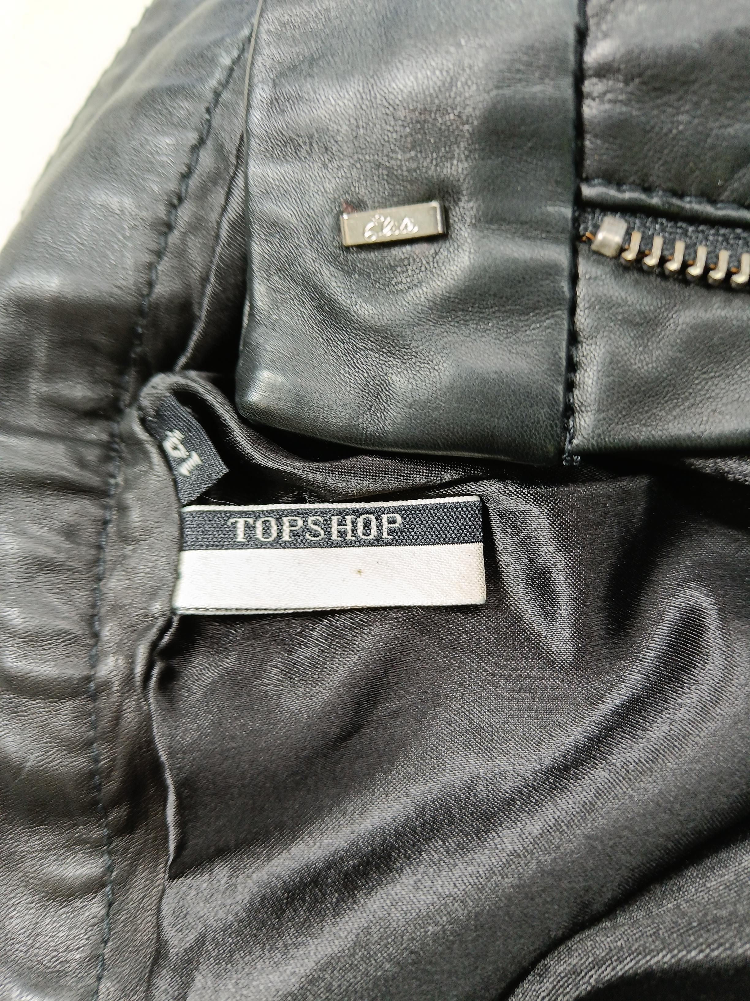Topshop Women's Trousers UK 14 Black Leather with Polyester Tapered Chino - Image 6