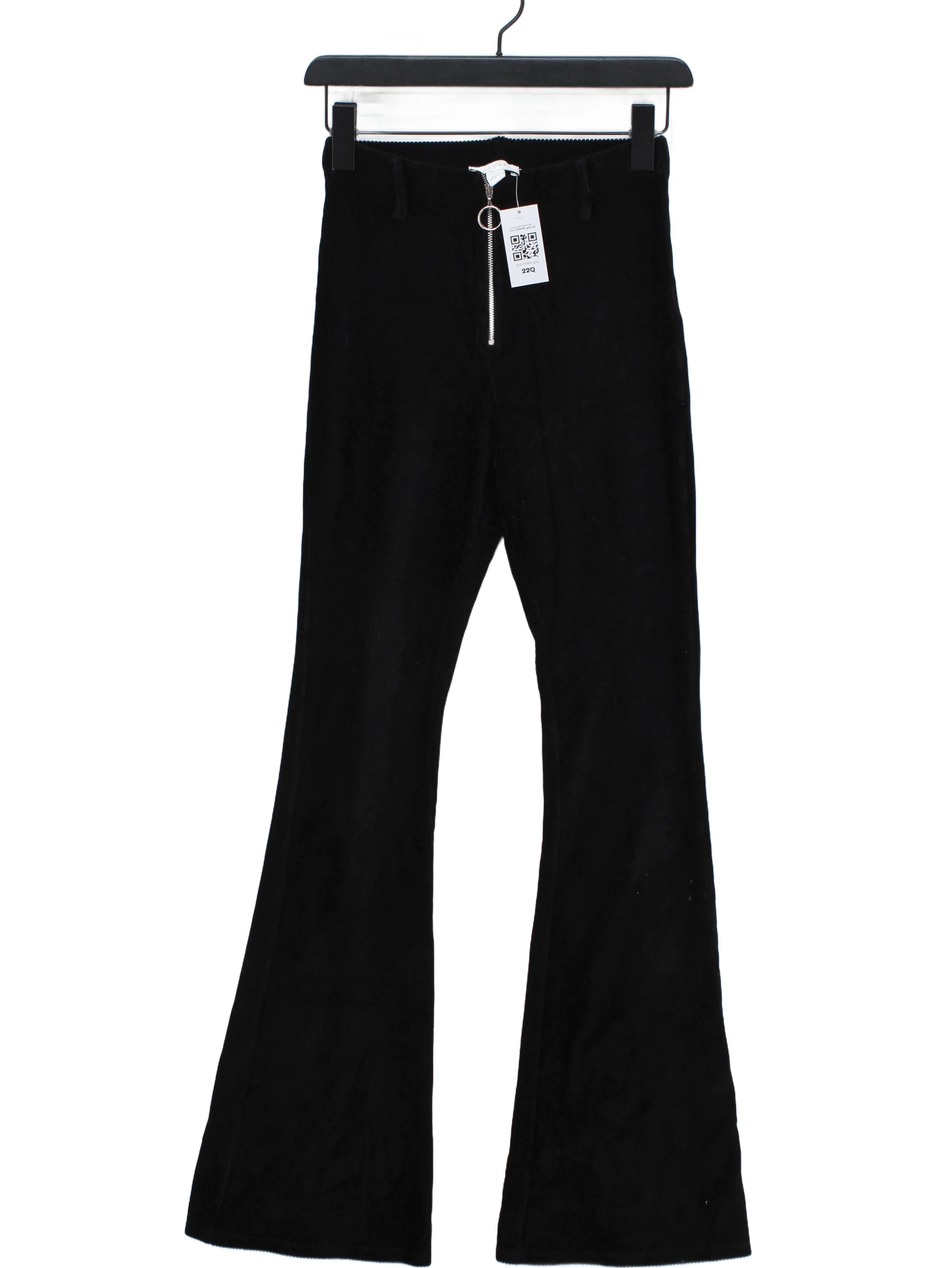 Topshop Women's Trousers UK 6 Black Cotton with Polyester, Elastane Flared Capri