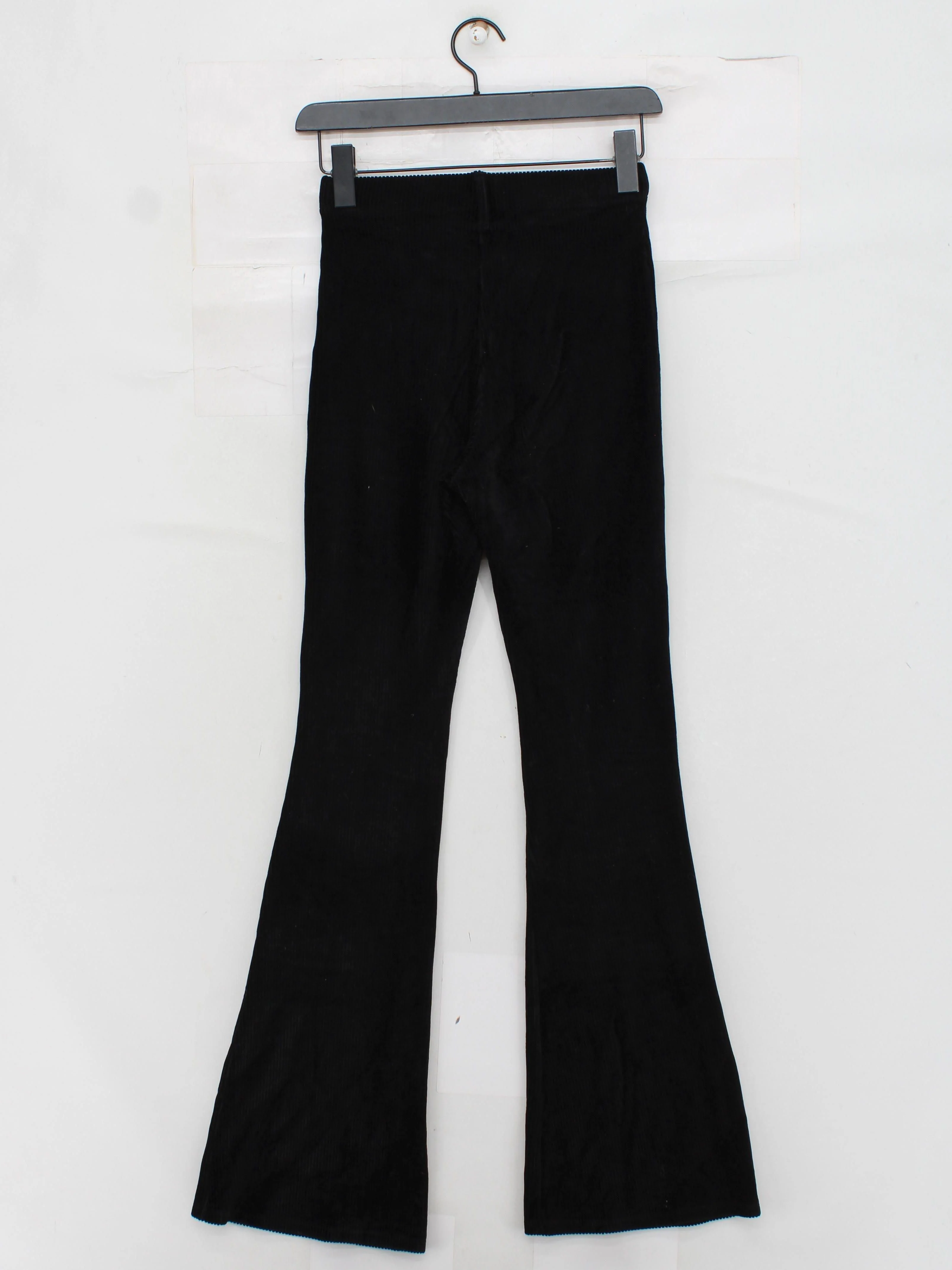 Topshop Women's Trousers UK 6 Black Cotton with Polyester, Elastane Flared Capri - Image 2