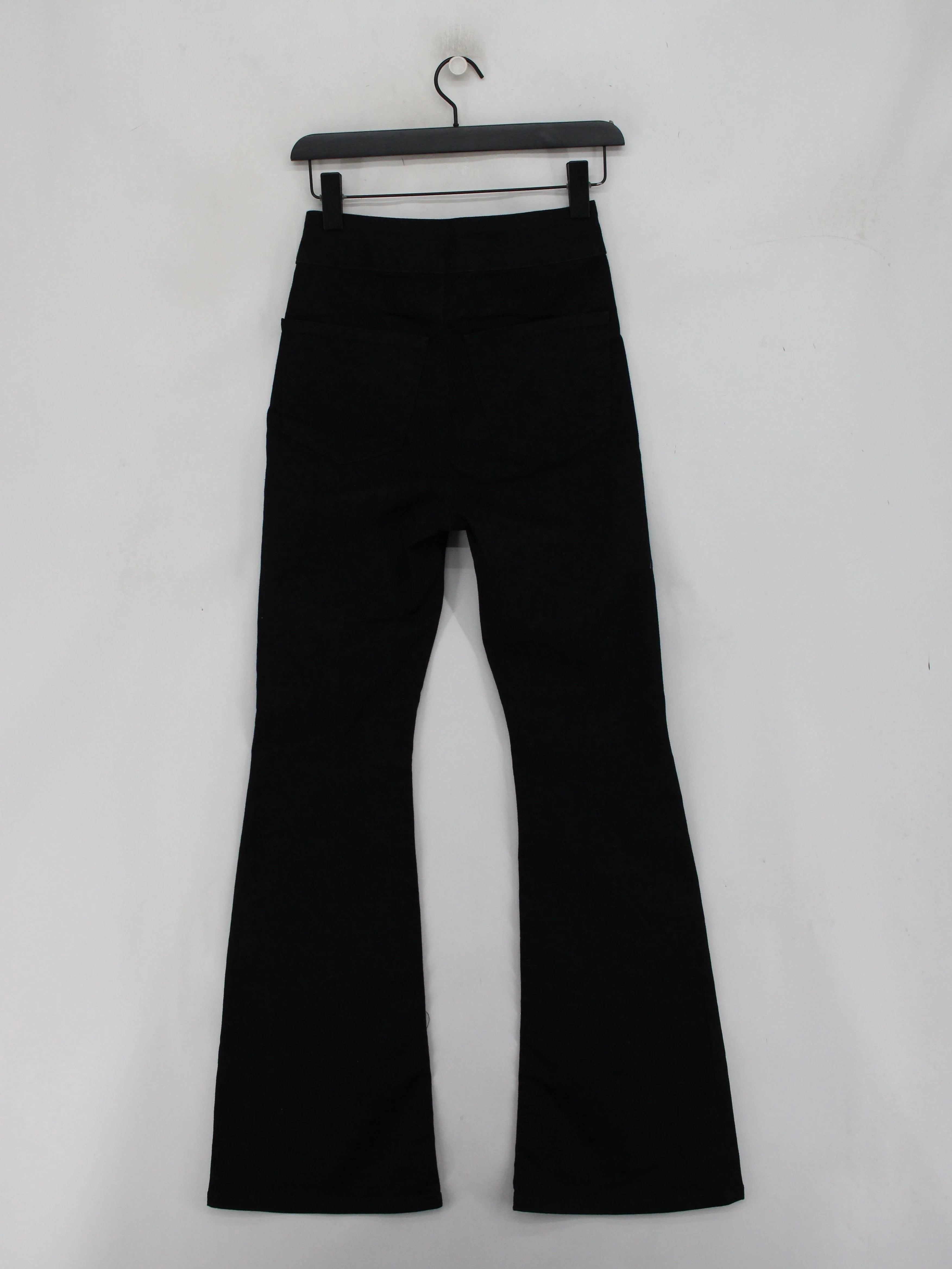 Topshop Women's Trousers UK 6 Black Cotton with Polyester, Elastane Flared Chino - Image 2