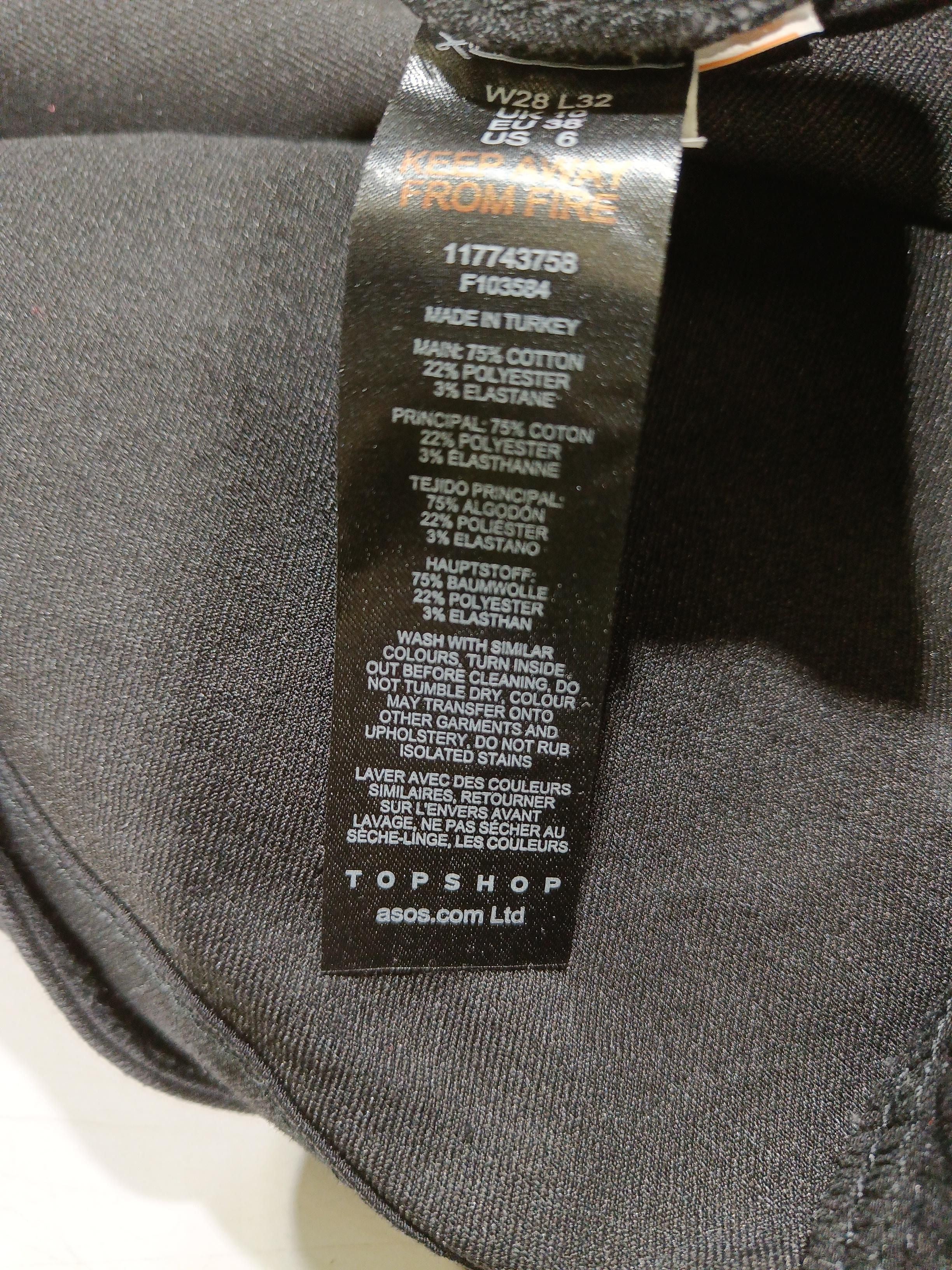 Topshop Women's Trousers UK 6 Black Cotton with Polyester, Elastane Flared Chino - Image 6