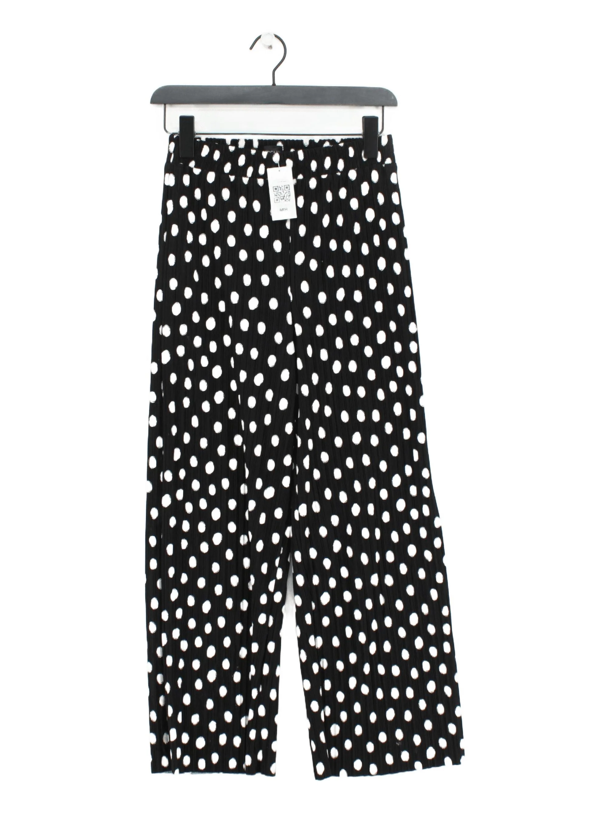 Topshop Women's Trousers UK 6 Black Polkadot 100% Other Wide-Leg Cropped