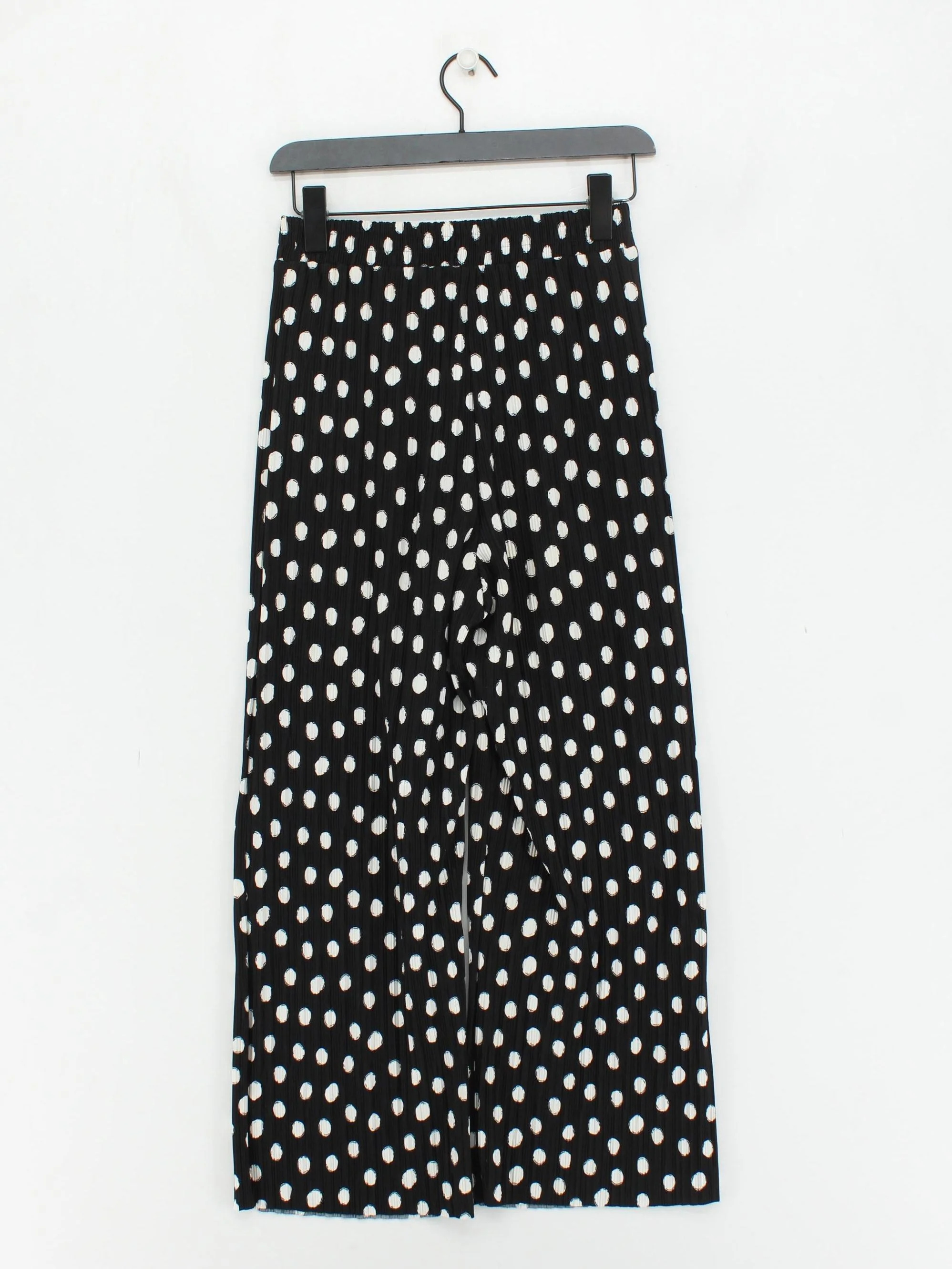 Topshop Women's Trousers UK 6 Black Polkadot 100% Other Wide-Leg Cropped - Image 2